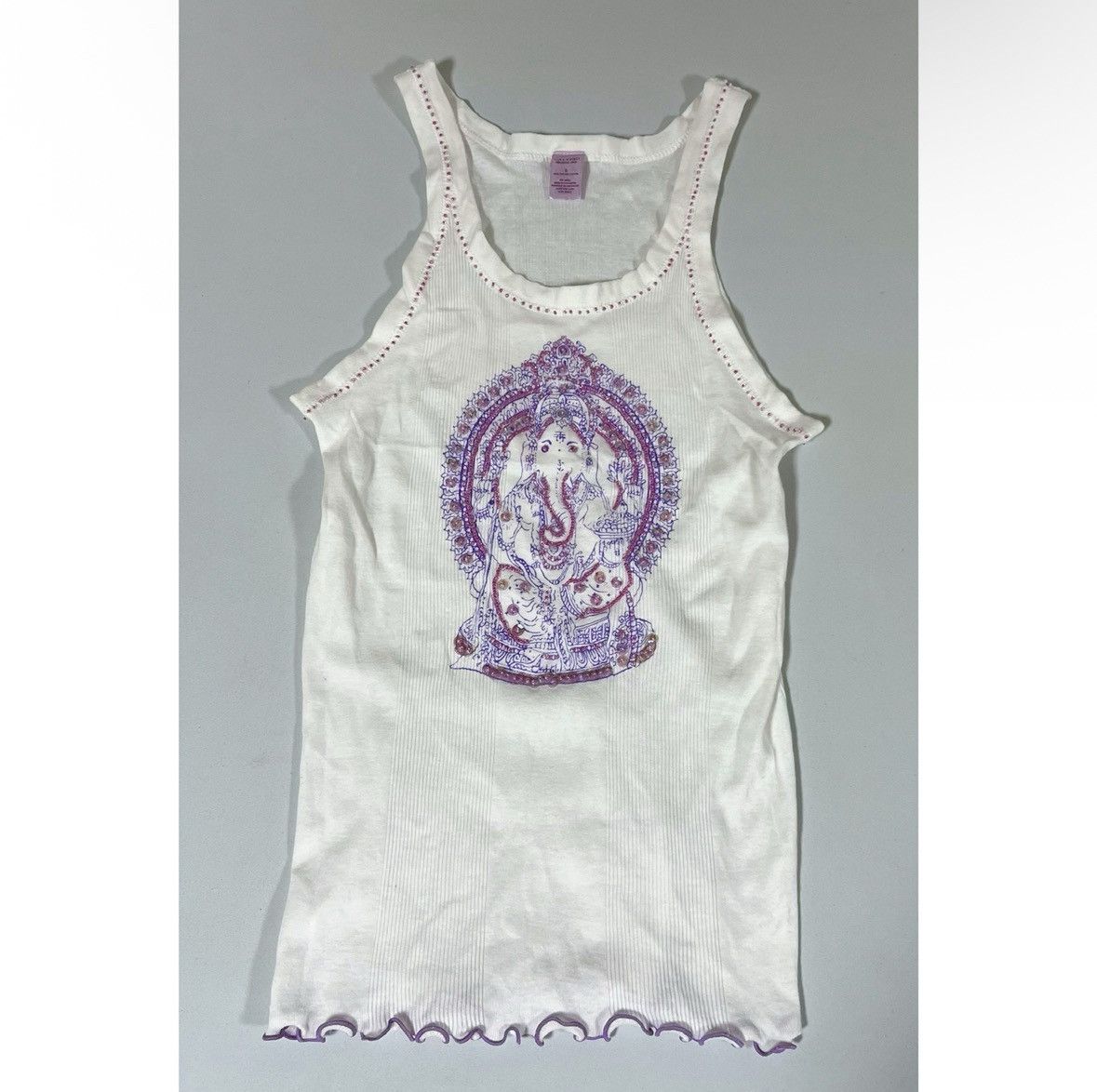 Calypso St Barth White Beaded Sequin ‘Ganesha’ Tank Top Shirt Blouse Size S 💜 Size S / US 4 / IT 40 - 2 Thumbnail