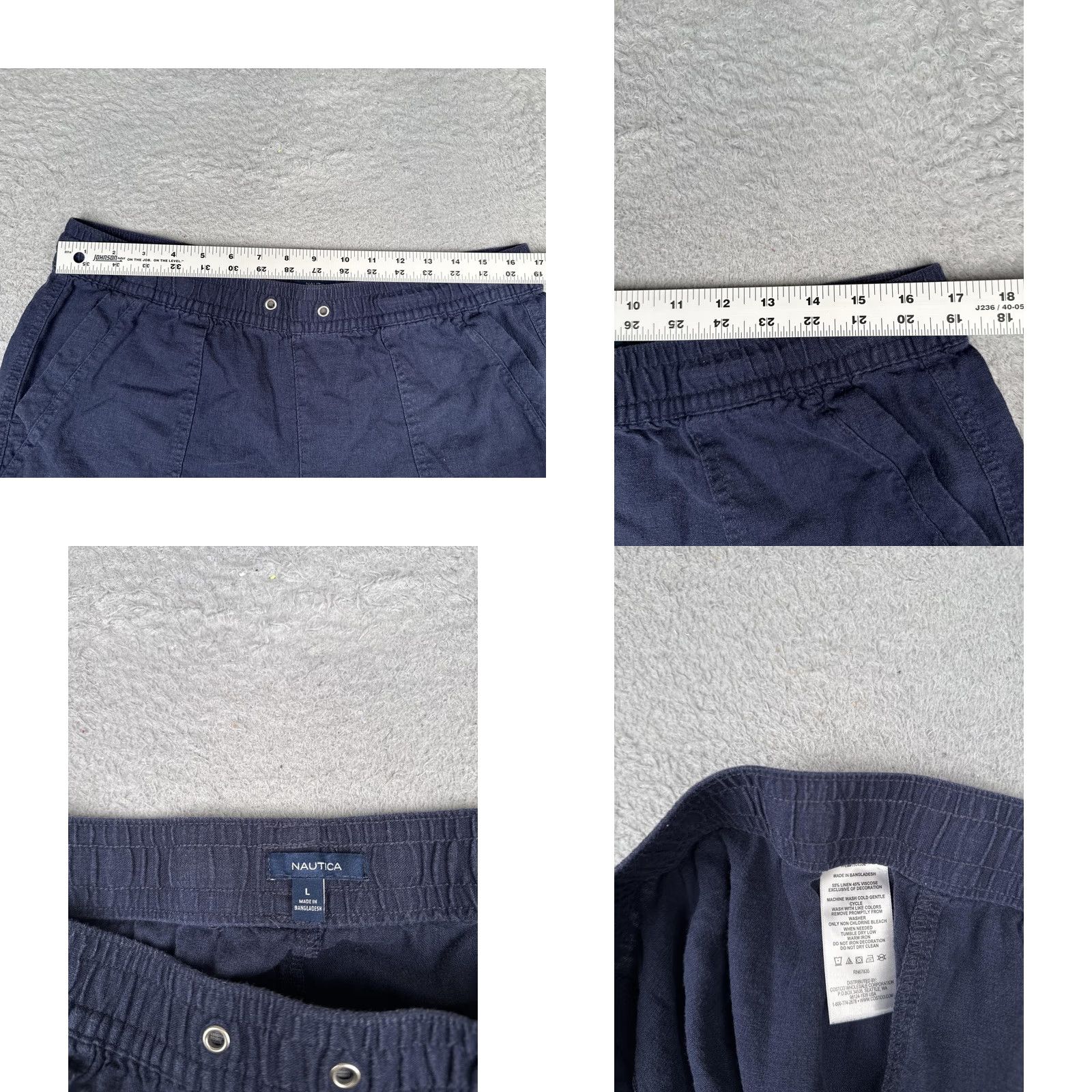 Nautica Nautica Shorts Womens Large Blue Linen Blend Chino Elastic Waist Casual Summer Size 36" / US 14 / IT 50 - 8 Thumbnail
