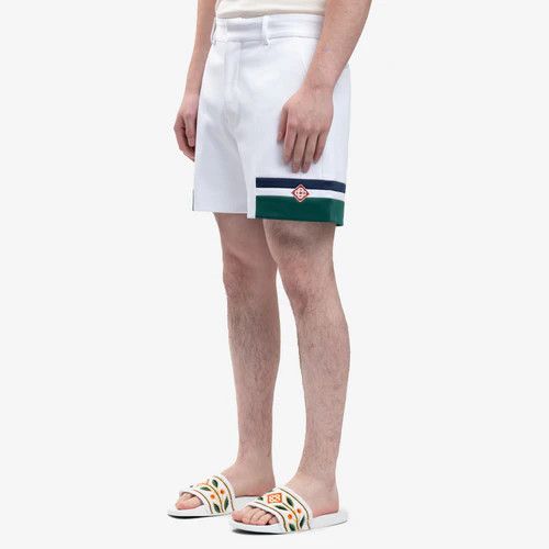 Casablanca o1mle0326 Sports Tailoring Shorts in White/Evergreen Size US 34 / EU 50 - 2 Thumbnail