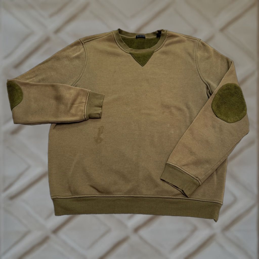 Olive ATM Pullover Sweatshirt Mens L Olive Green Elbow Patch Logo Classic Outdoor Streetwear Size US L / EU 52-54 / 3 - 1 Thumbnail