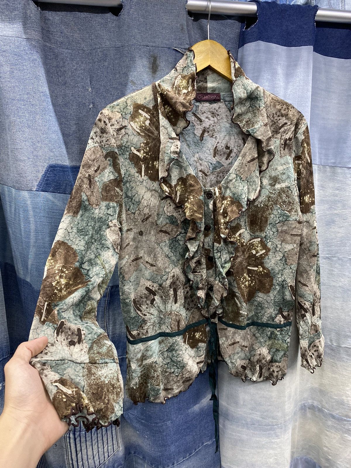 If Six Was Nine × Japanese Brand ISSEY MIYAKE YOHJI STYLE blouses flower calabaza Size M / US 6-8 / IT 42-44 - 4 Thumbnail