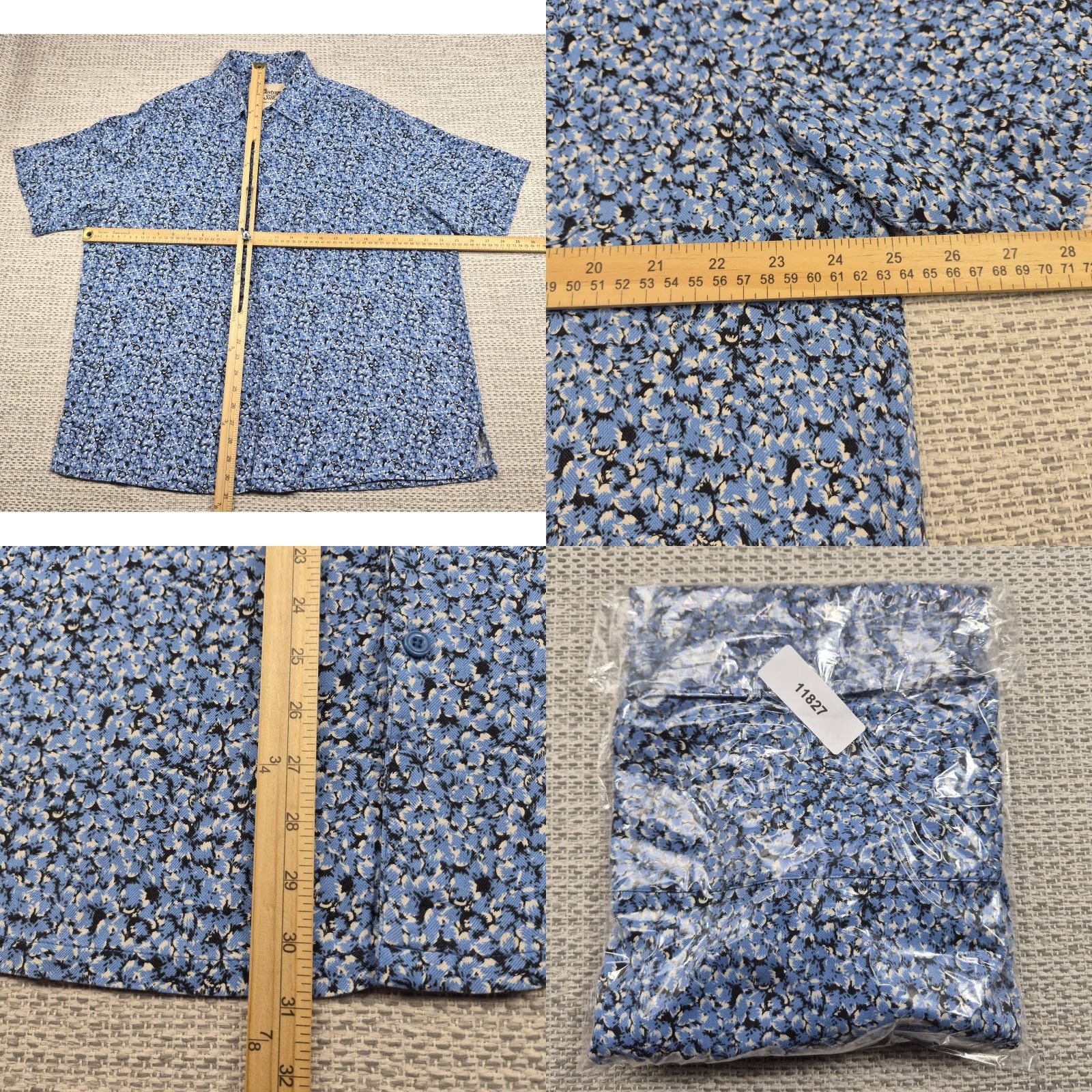 Vintage VINTAGE Silk circa 1969 Button Up Shirt Mens XL Blue Floral 100% Silk Casual Size US XL / EU 56 / 4 - 8 Thumbnail