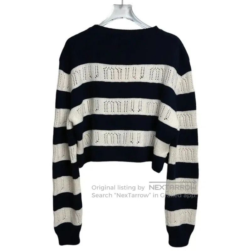 Miu Miu Miu Miu Striped Cashmere Blend Sweater . Size L / US 10 / IT 46 - 2 Thumbnail