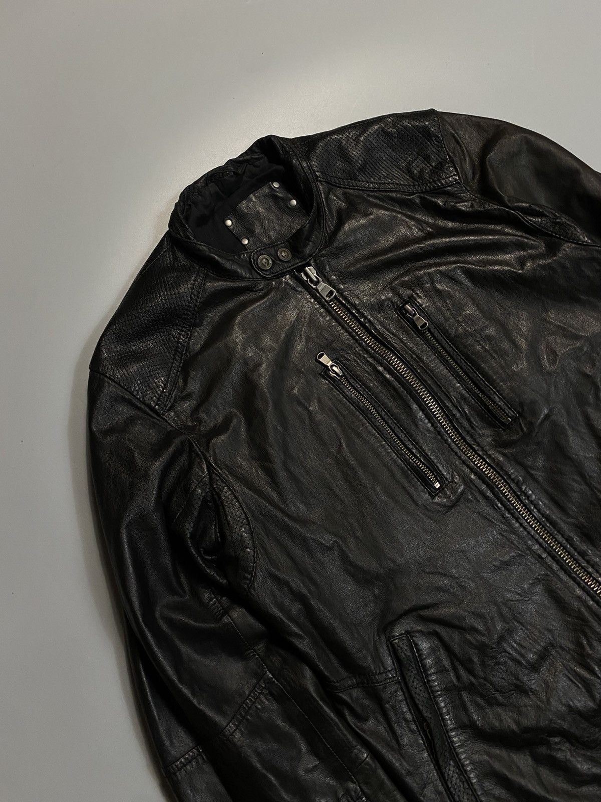 Genuine Leather Vintage y2k Rick Owens style leather zip jacket Size US L / EU 52-54 / 3 - 3 Thumbnail