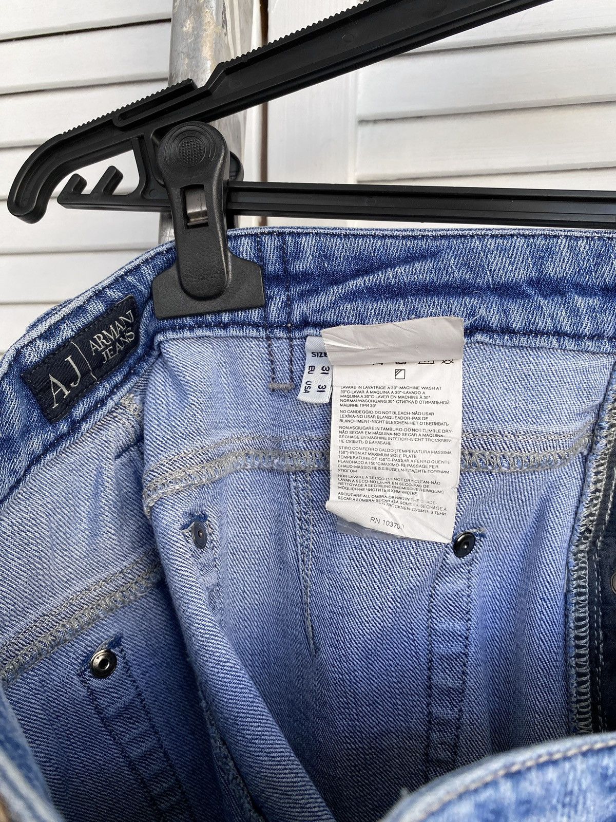 Armani × Giorgio Armani × Vintage Vintage Armani Jeans Y2K Pocket Logo Denim Pants Light Blue Size 31" - 12 Thumbnail