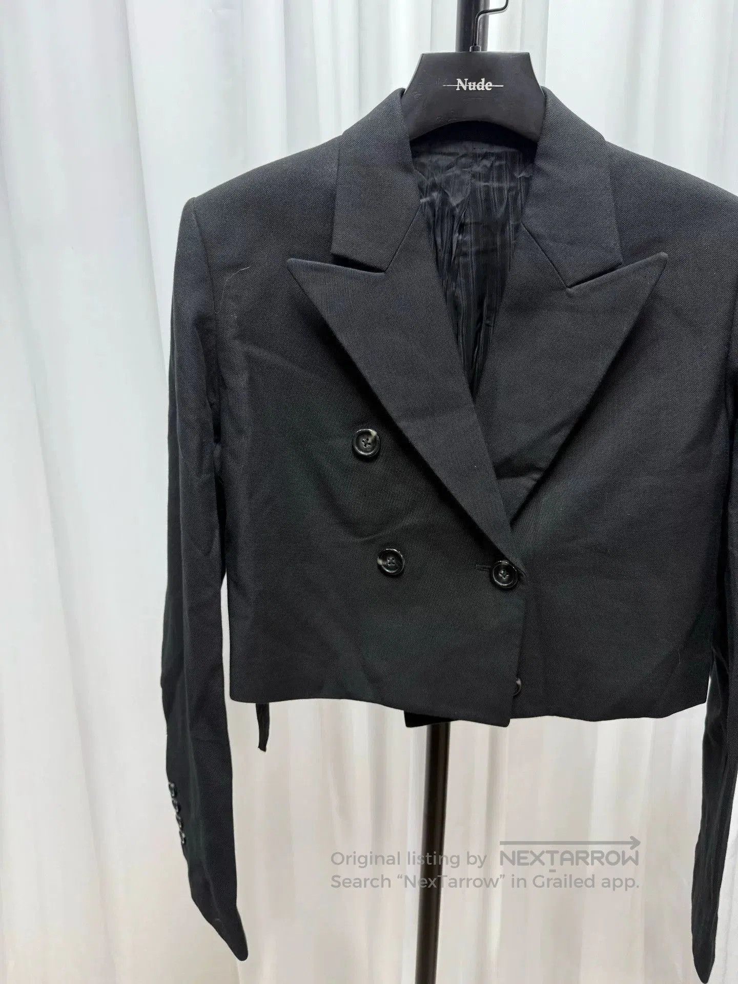 Helmut Lang Short Black Wool Suit Jacket. Size US S / EU 44-46 / 1 - 4 Thumbnail