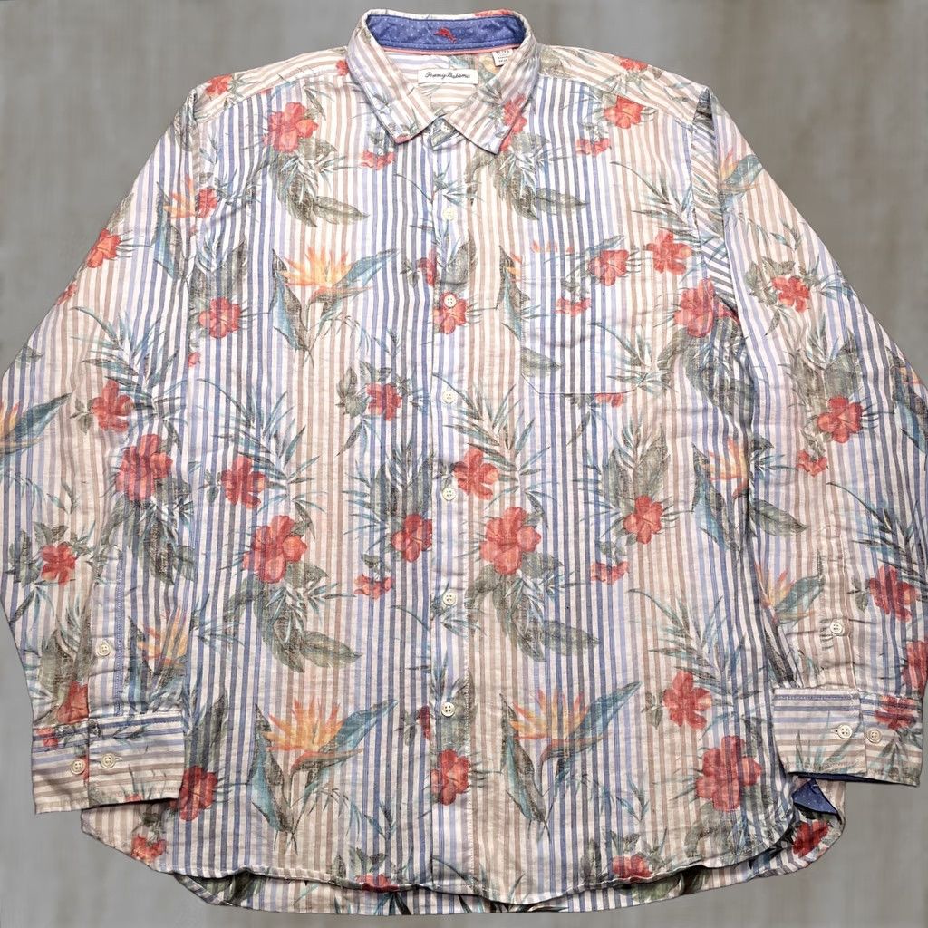 Tommy Bahama Tommy Bahama Shirt Mens XL Floral Long Sleeve Hawaiian Aloha Button Up Linen Size US XL / EU 56 / 4 - 1 Thumbnail