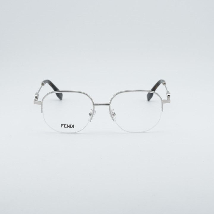 Fendi Fendi FE50104F 016 Eyeglasses Shiny Palladium 53mm Round Size ONE SIZE - 2 Thumbnail