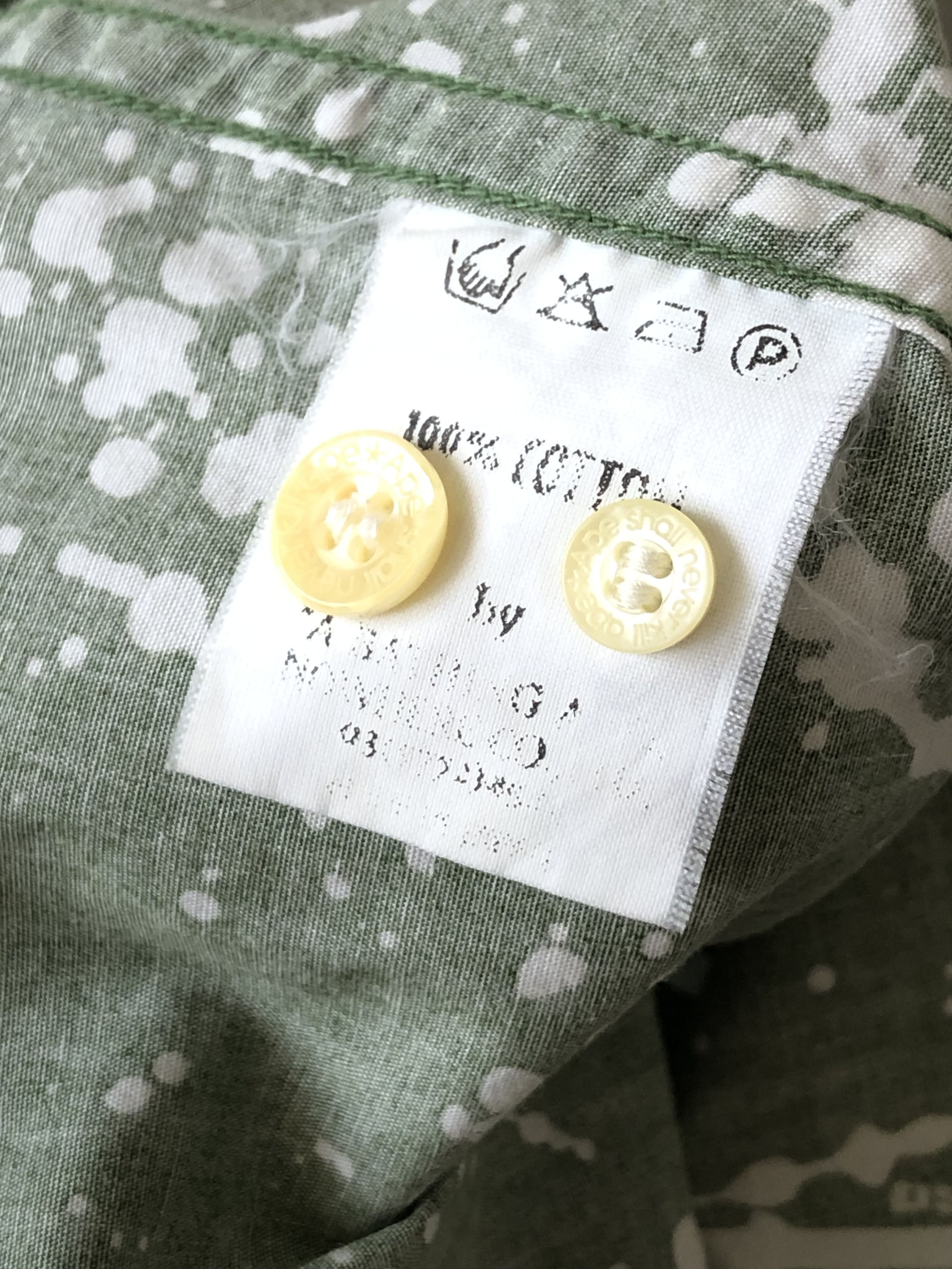 Bape RARE🔥BAPE PAINT SPLATTER GREEN BUTTON UPS XS Size US XS / EU 42 / 0 - 11 Thumbnail