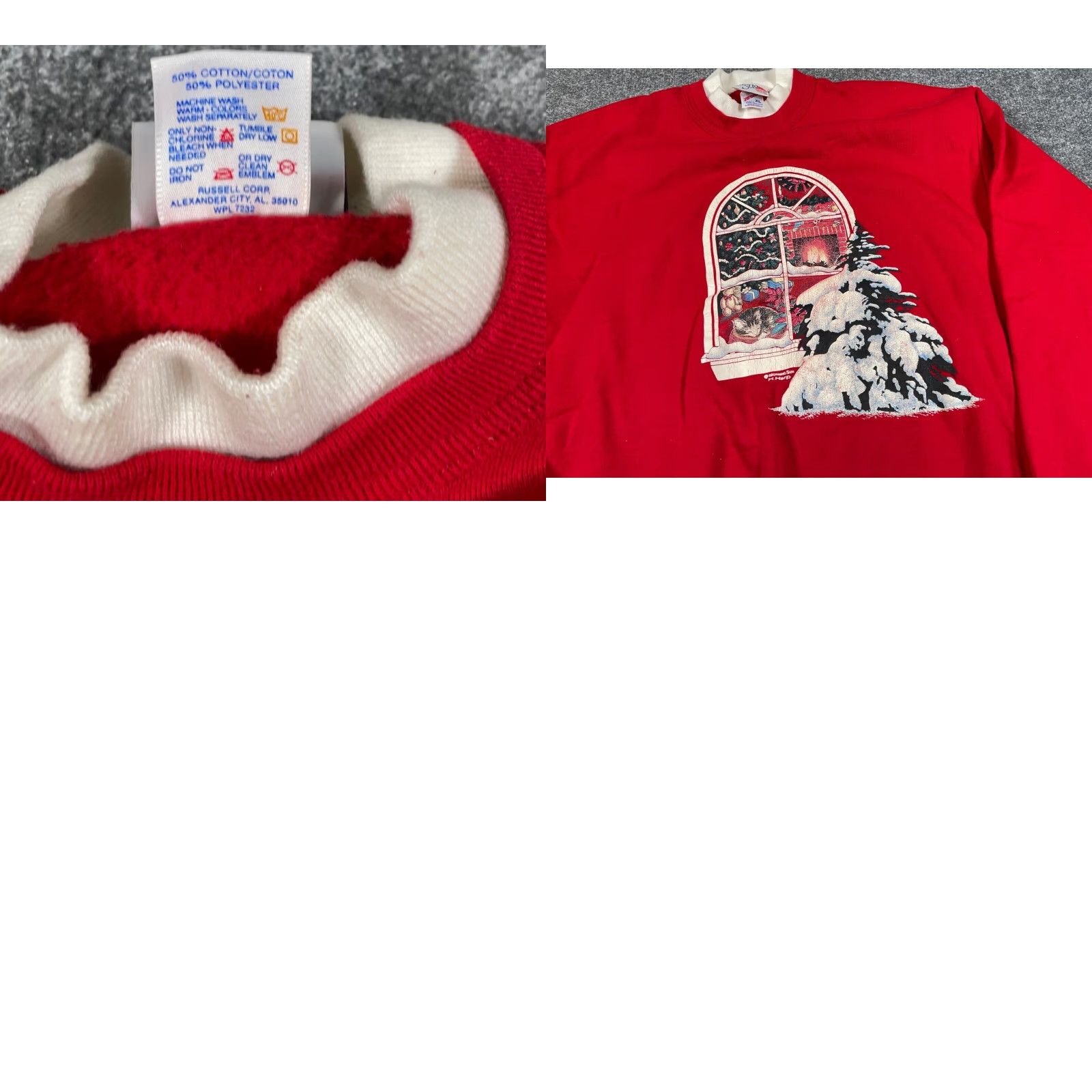 Vintage VINTAGE Morning Sun Cat Sweatshirt Adult XL Red Double Collar Grandma Festive Shirt Size XL / US 12-14 / IT 48-50 - 8 Thumbnail