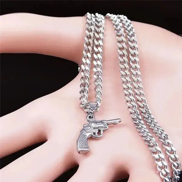 Jewelry Punk Gun Pendant Necklaces Size ONE SIZE - 4 Thumbnail