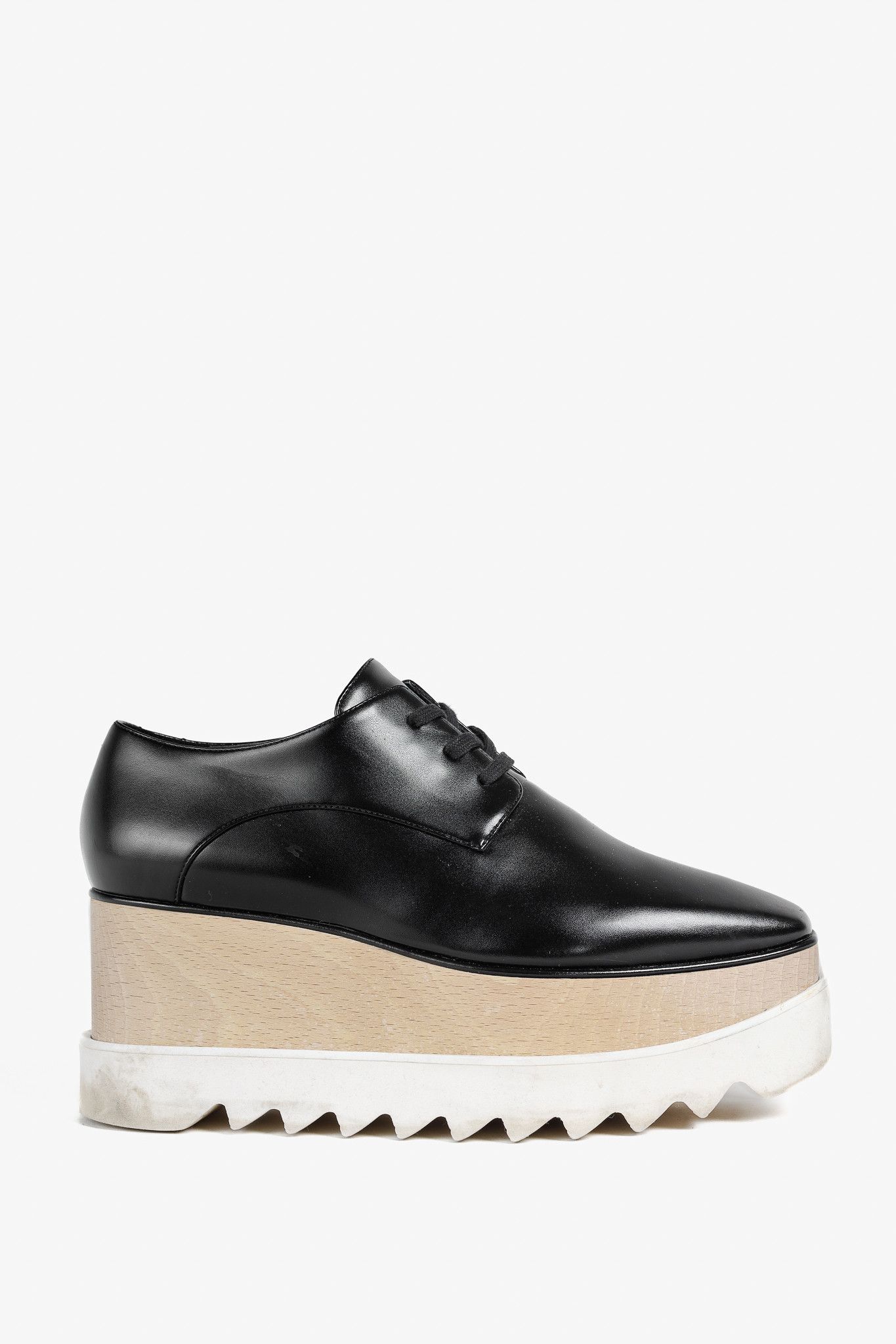Stella McCartney Stella McCartney Elyse Black Vegan-Leather Lace-Up Platforms Size US 7.5 / IT 37.5 - 1 Thumbnail