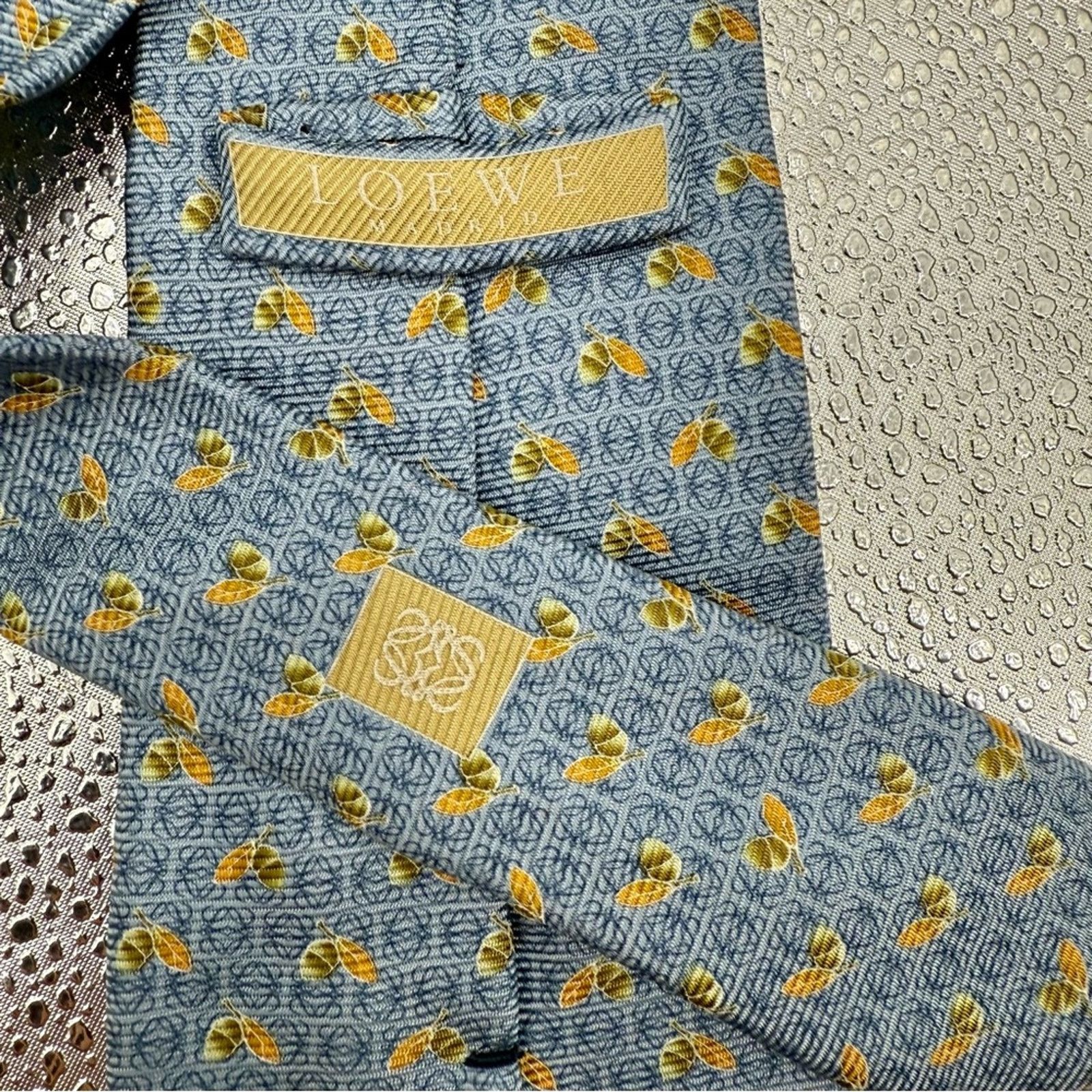 Loewe Loewe Men’s Tie 100% Silk Blue Logo Embroidered Size ONE SIZE - 1 Thumbnail
