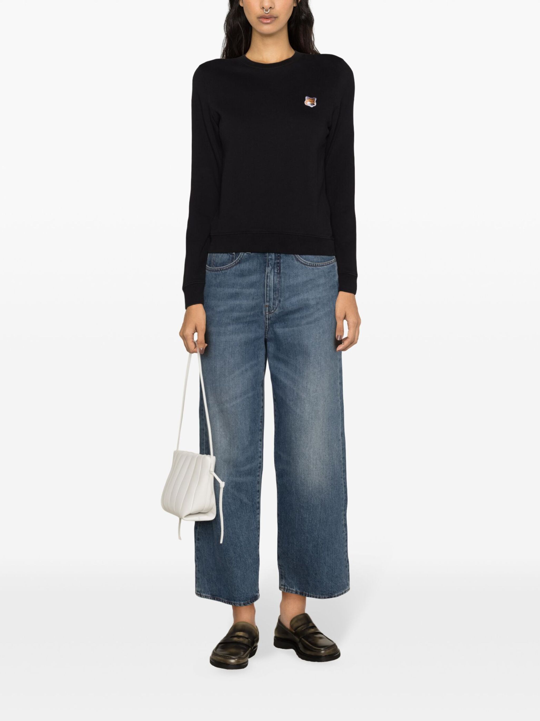 Maison Kitsune o1s22i1n1124 Fox Head Regular Fit Sweatshirt in Black Size L / US 10 / IT 46 - 2 Thumbnail