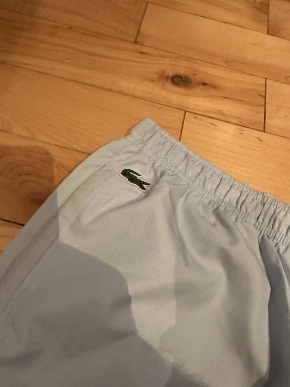 Lacoste × Supreme SS17 Light Blue Track Pants Outline Logo Medium Size US 32 / EU 48 - 3 Thumbnail