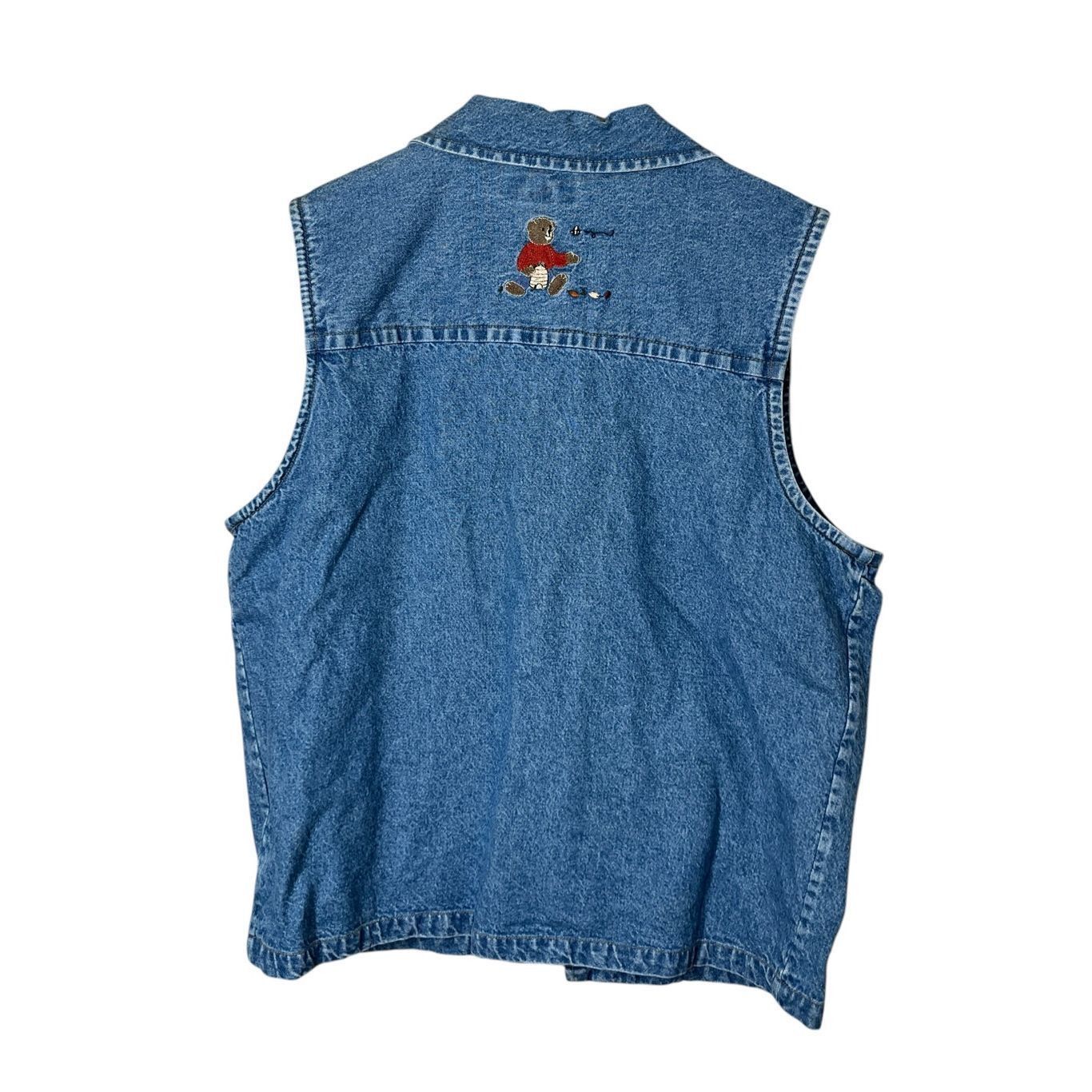 Other Vintage Christopher & Banks Denim Zipper Vest Bear Bees Embr Size M / US 6-8 / IT 42-44 - 10 Thumbnail