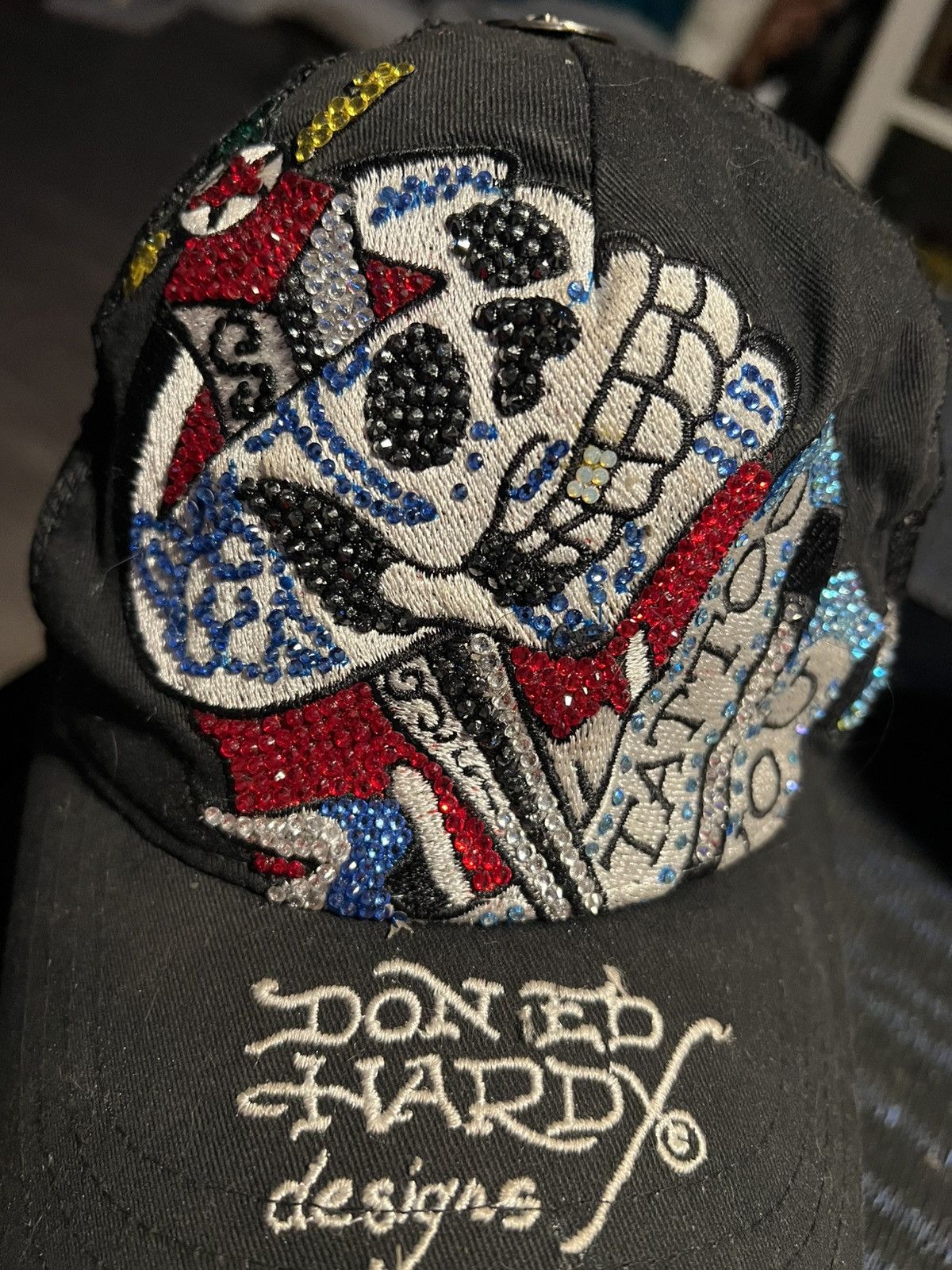 Ed Hardy “Point Taken” Ed Hardy Hat – 1,200 Swarovski – Y2K Designer Size ONE SIZE - 1 Thumbnail