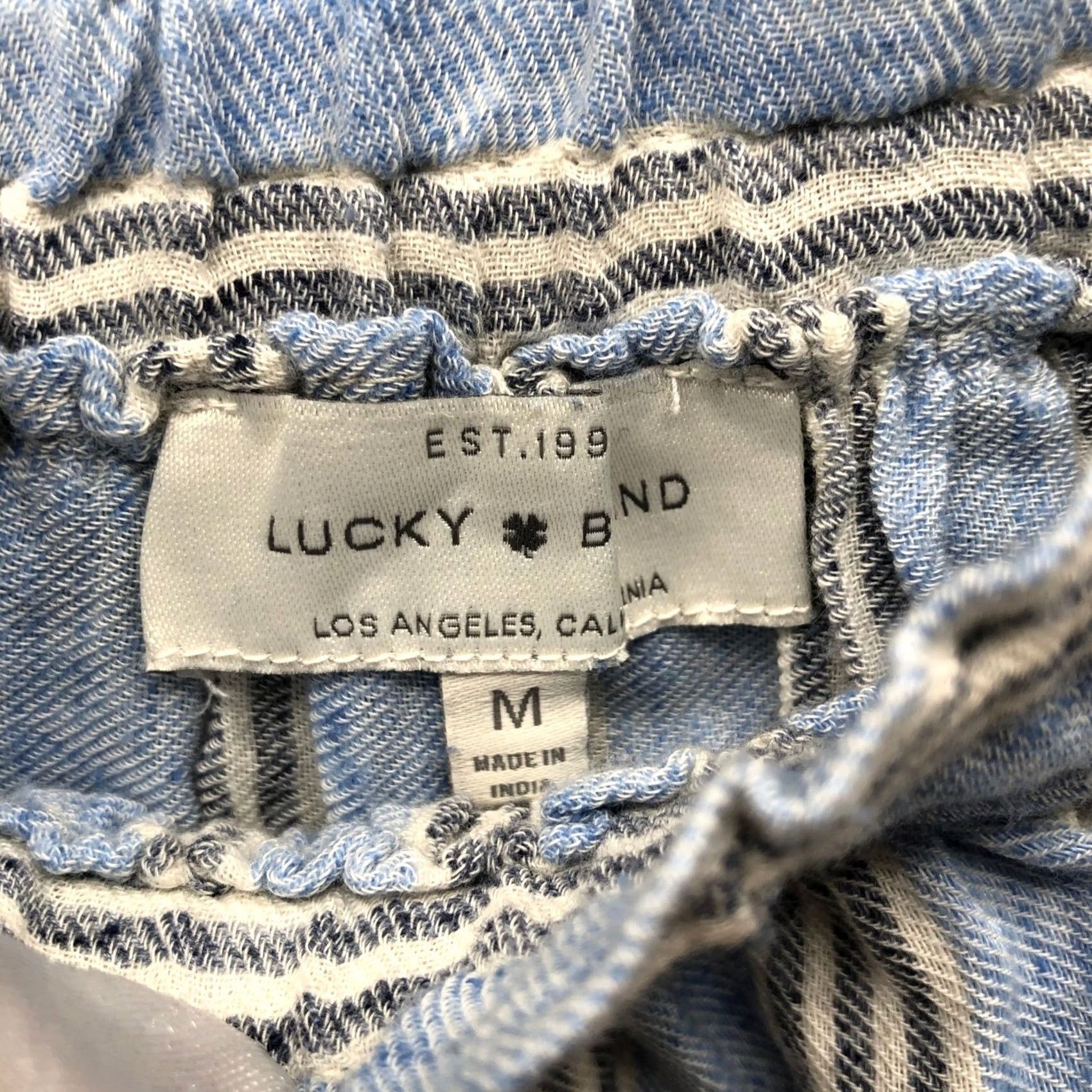 Lucky Brand Lucky Brand Off Shoulder Bell Sleeve Top Womens M Blue Striped Blouse Size M / US 6-8 / IT 42-44 - 3 Thumbnail