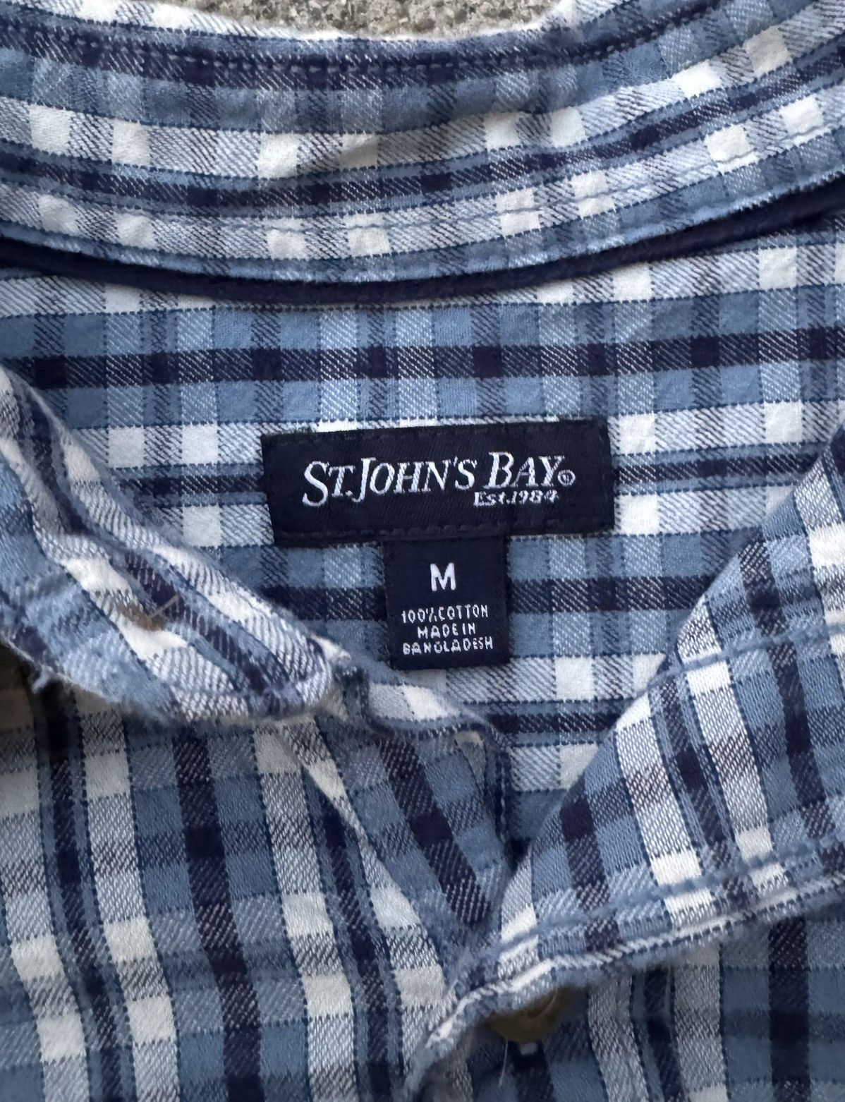 St. Johns Bay Blue and white flannel button-up shirt Size US M / EU 48-50 / 2 - 4 Thumbnail