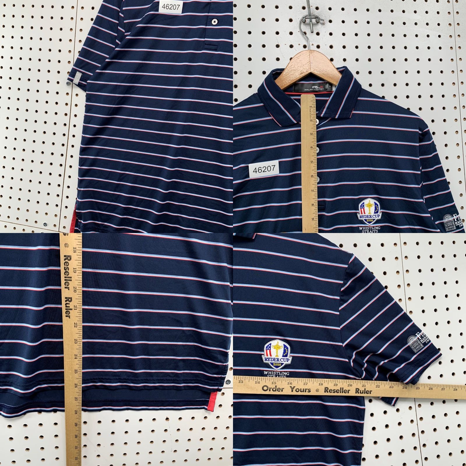 RLX Ralph Lauren RLX Ralph Lauren Polo Shirt Mens Medium Blue Striped 2020 Ryder Cup Whistling Size US M / EU 48-50 / 2 - 8 Thumbnail