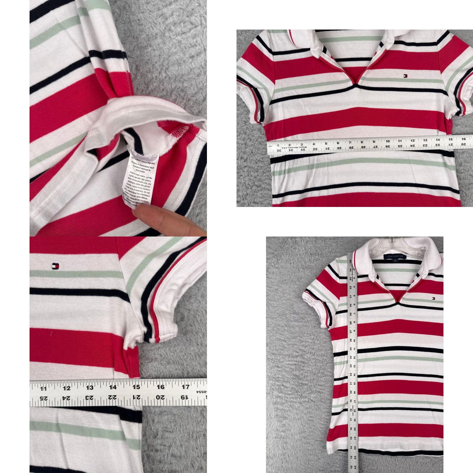 Tommy Hilfiger Tommy Hilfiger Polo Shirt Adult Small Pink Stripe Cotton Jersey Slim Fit 80s 90s American Modern Womens Size S / US 4 / IT 40 - 8 Thumbnail