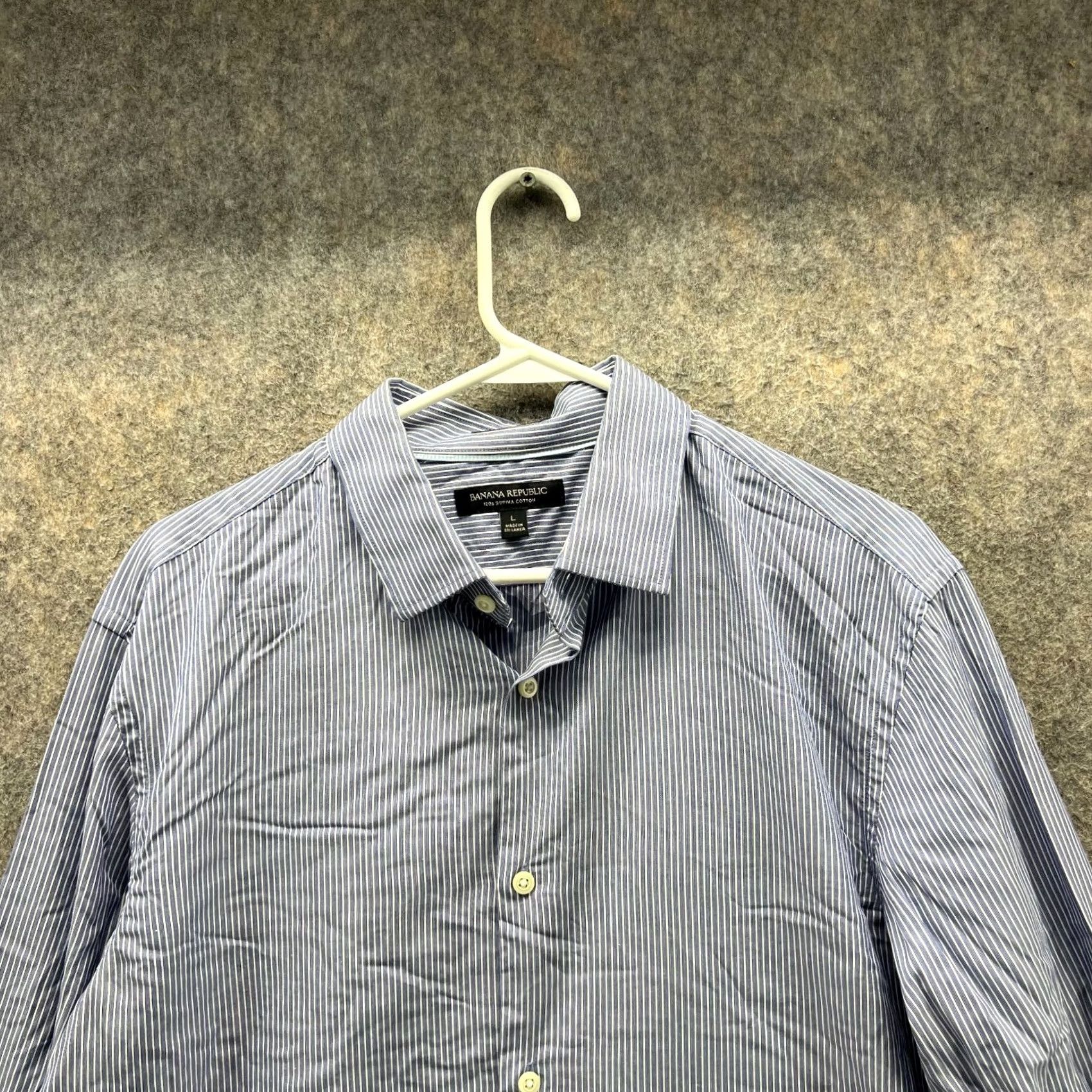 Banana Republic Banana Republic Shirt Men Large Blue Striped Casual Button Down Supima Cotton Size US L / EU 52-54 / 3 - 3 Thumbnail