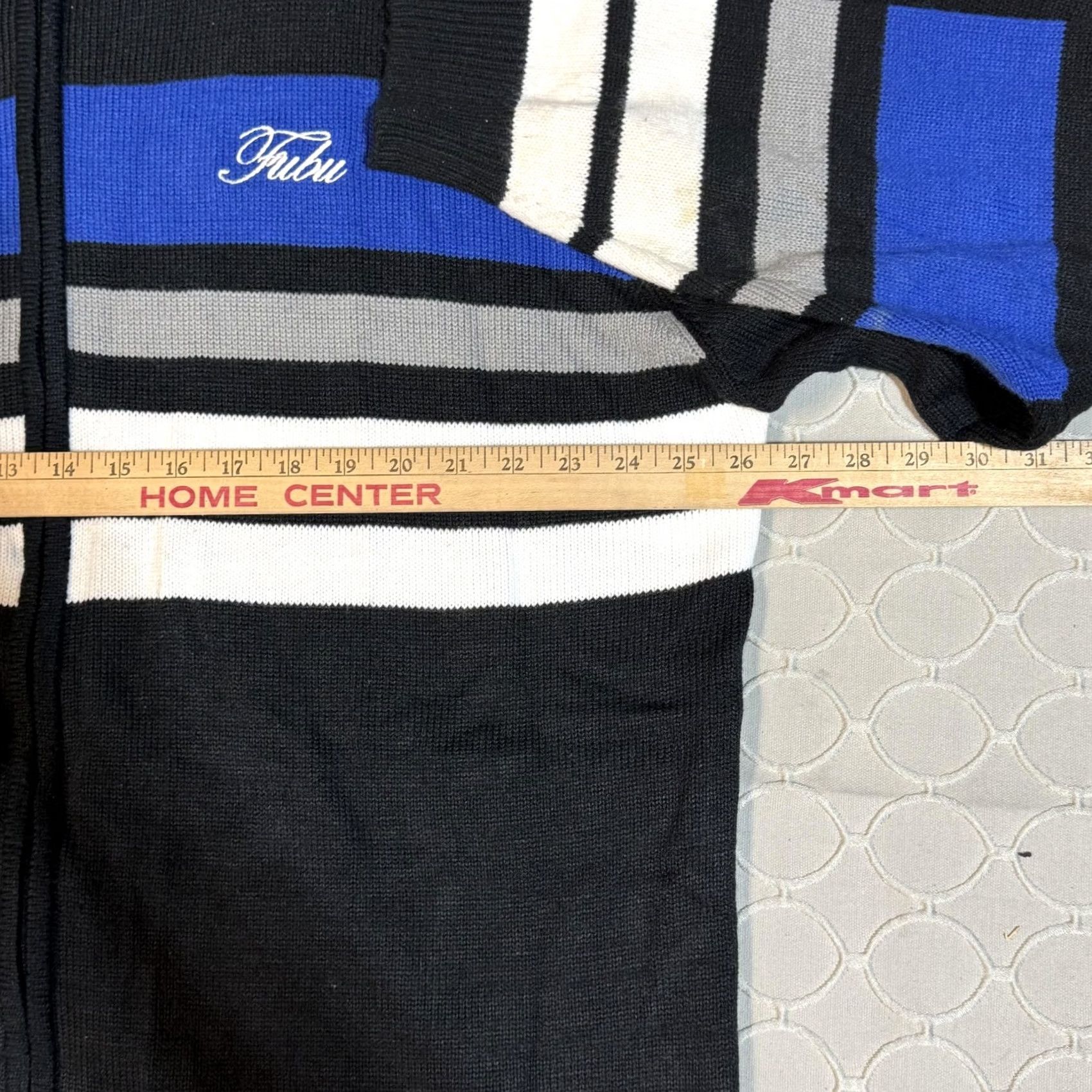 Fubu FUBU Sweater Mens 3XL Black Blue White Striped Full Zip Knit Pullover Streetwear Mens Size US XXL / EU 58 / 5 - 5 Thumbnail