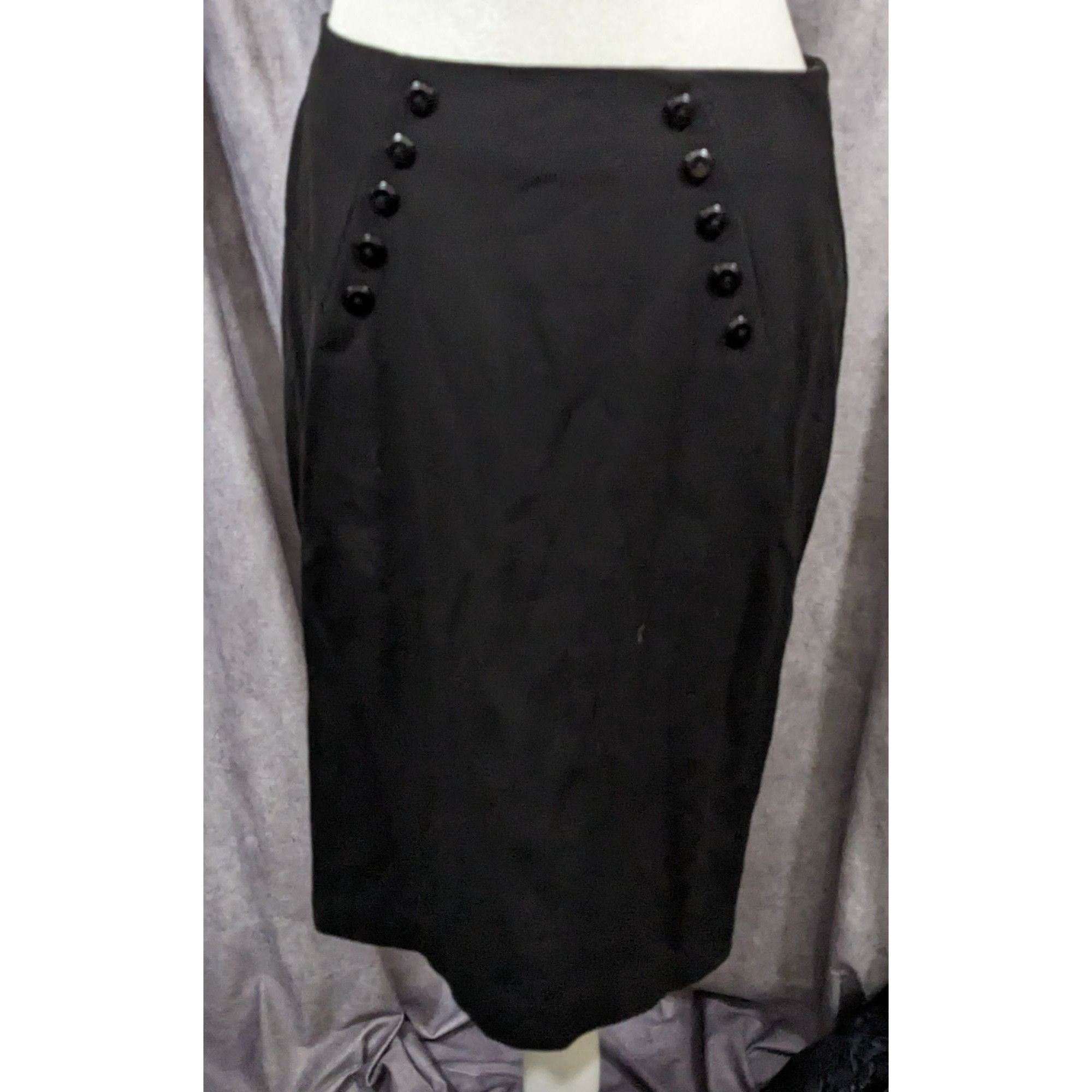 Other Corporate Goth Sailor Button Ruffle Pencil Skirt by BWear Size 30" / US 8 / IT 44 - 4 Thumbnail