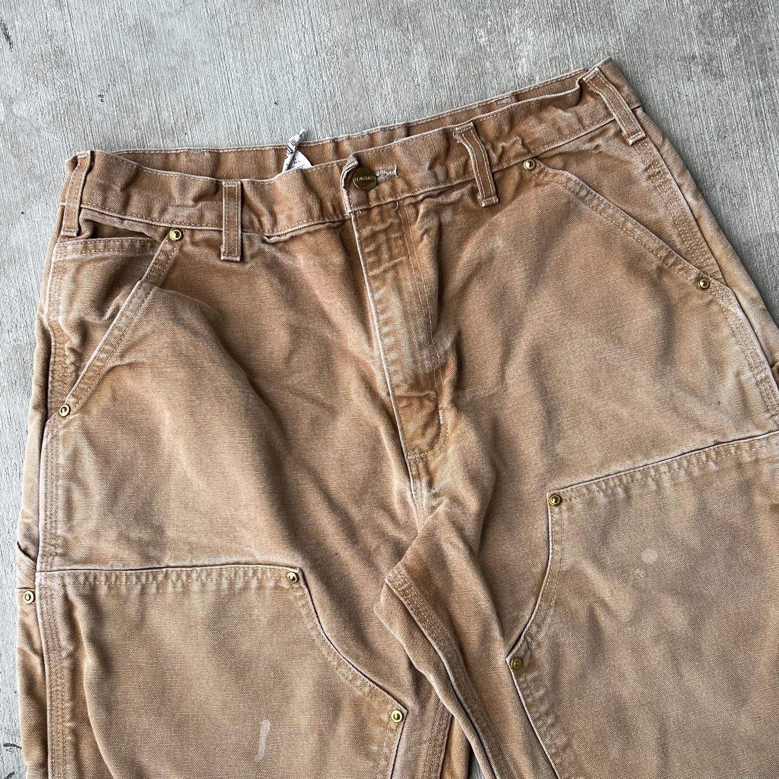 Carhartt × Vintage Carhartt faded brown double knee work wear carpenter pants Size US 31 - 10 Thumbnail