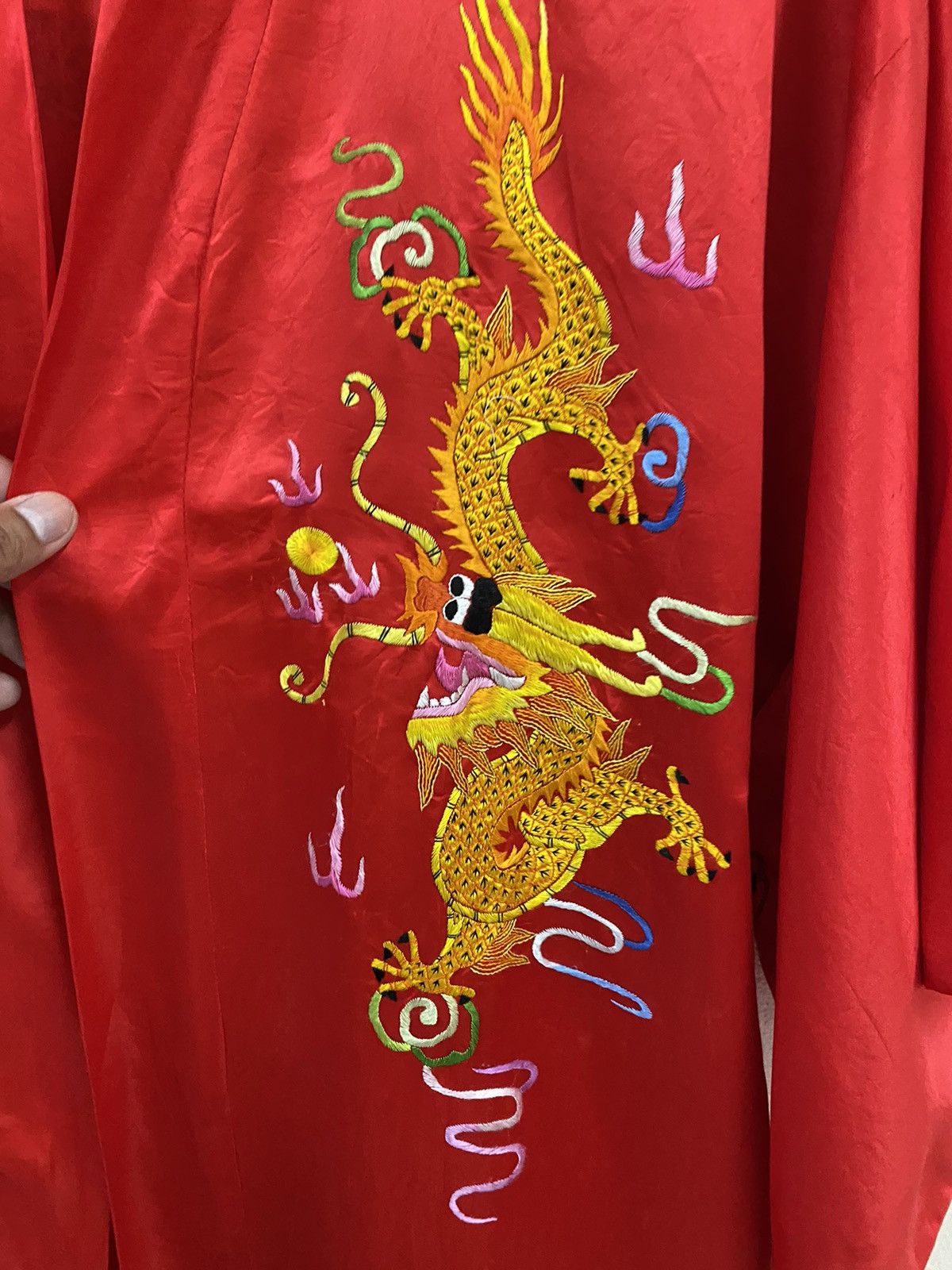 Japanese Brand Vintage Golden Bee Red Satin Kimono Robe Gold Dragon Size US L / EU 52-54 / 3 - 5 Thumbnail