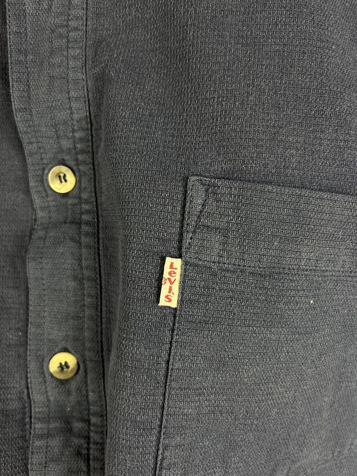 Levi's × Levi's Vintage Clothing × Vintage Vintage 90s Levi’s half button long sleeve shirt navy pocket Size US XL / EU 56 / 4 - 19 Thumbnail