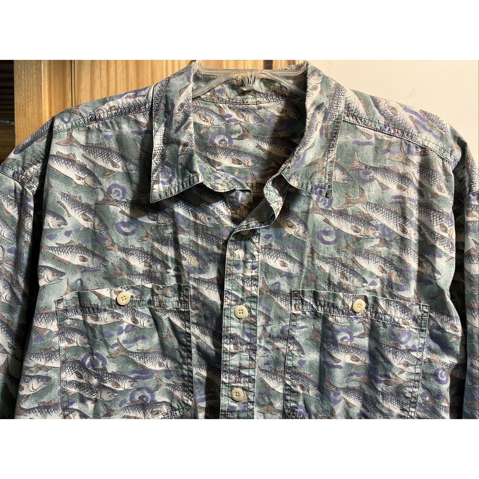 Other Unbranded Men’s XL Shirt Button Up Fish Print Outdoor Travel Size US XL / EU 56 / 4 - 4 Thumbnail