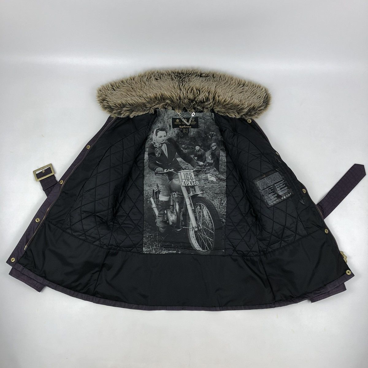 Barbour × Belstaff Women's INTERNATIONAL Ferrera Wax Purple Motorcycle Bomber Jacket Coat Size M / US 6-8 / IT 42-44 - 11 Thumbnail
