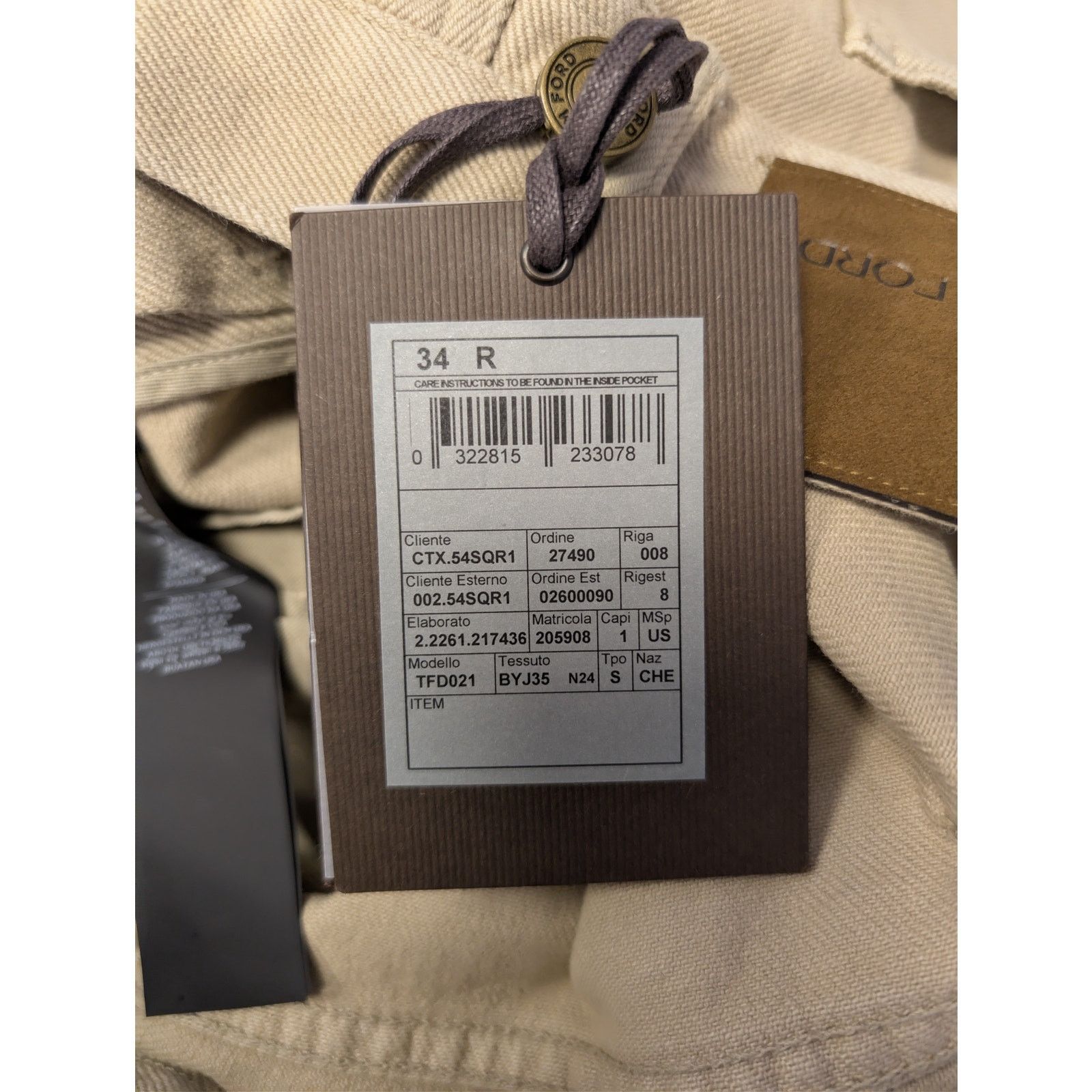 Tom Ford o1rshd1 Tapered Cotton Chino Jeans in Beige Size US 34 / EU 50 - 20 Thumbnail