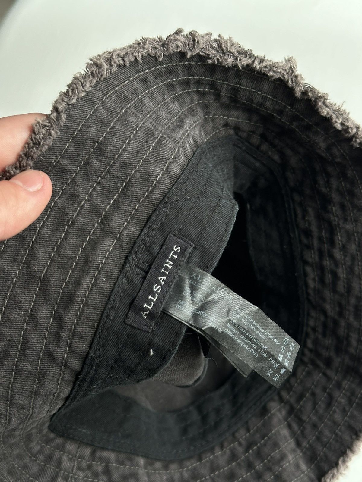Allsaints AllSaints Logo Bucket Hat, Black, Unisex Size ONE SIZE - 6 Thumbnail