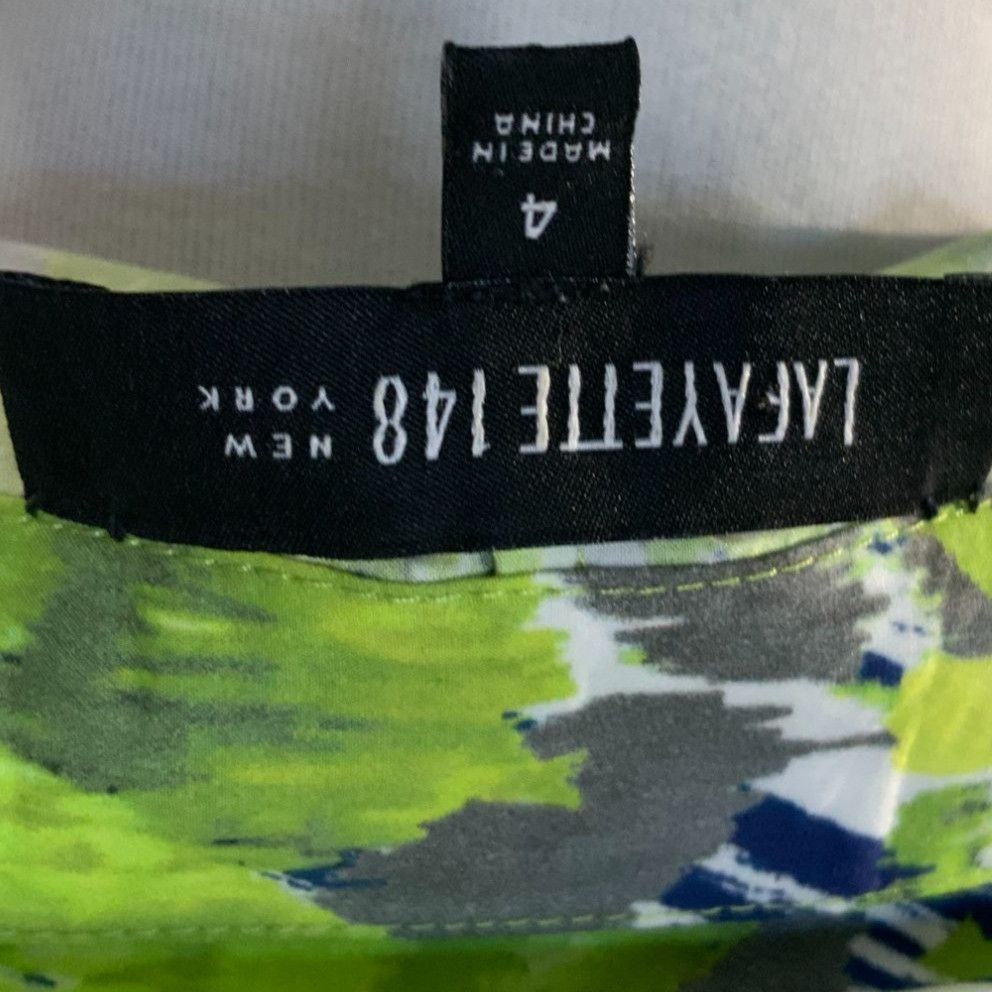 Lafayette 148 Lafayette 148 New York Blouse Green Blue Floral Print 4 Size S / US 4 / IT 40 - 4 Thumbnail