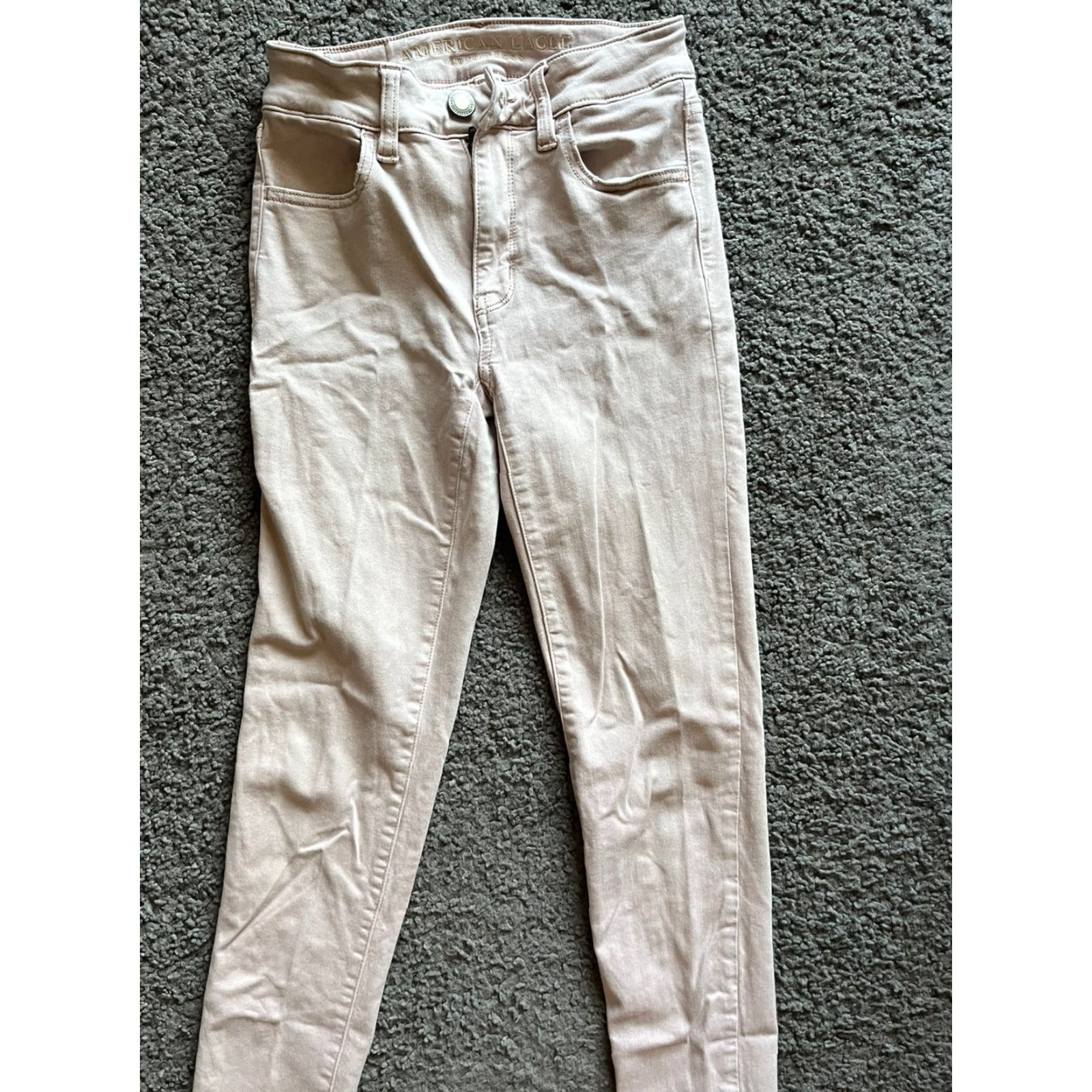 American Eagle Outfitters American Eagle Jeans Women Size 0 Pink High Rise Jeggings Stretch Womens Size 25" / US 0 / IT 36 - 2 Thumbnail