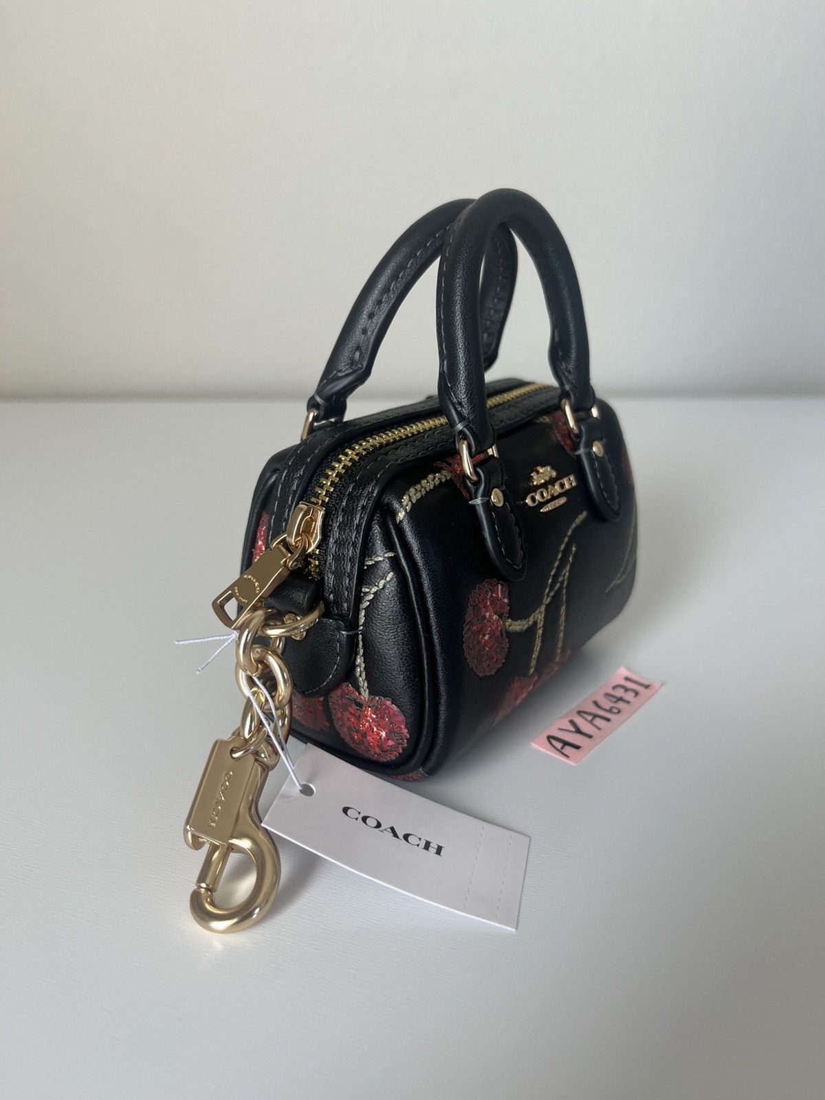 Coach Coach Mini Rowan Bag Charm With Cherry Print Size ONE SIZE - 3 Thumbnail