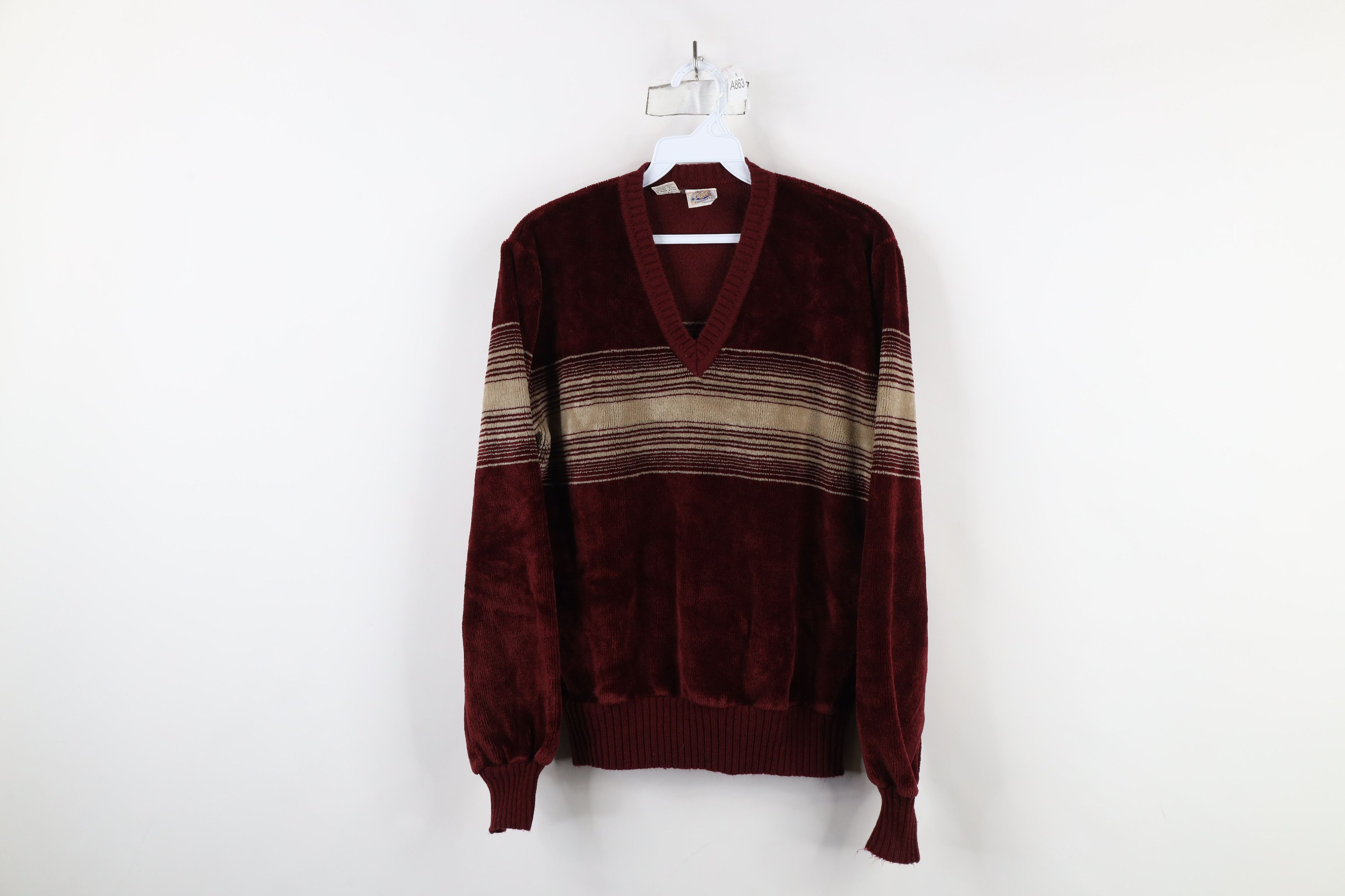Vintage Vintage 70s Streetwear Block Velour Terry Cloth Sweater Size US M / EU 48-50 / 2 - 1 Thumbnail
