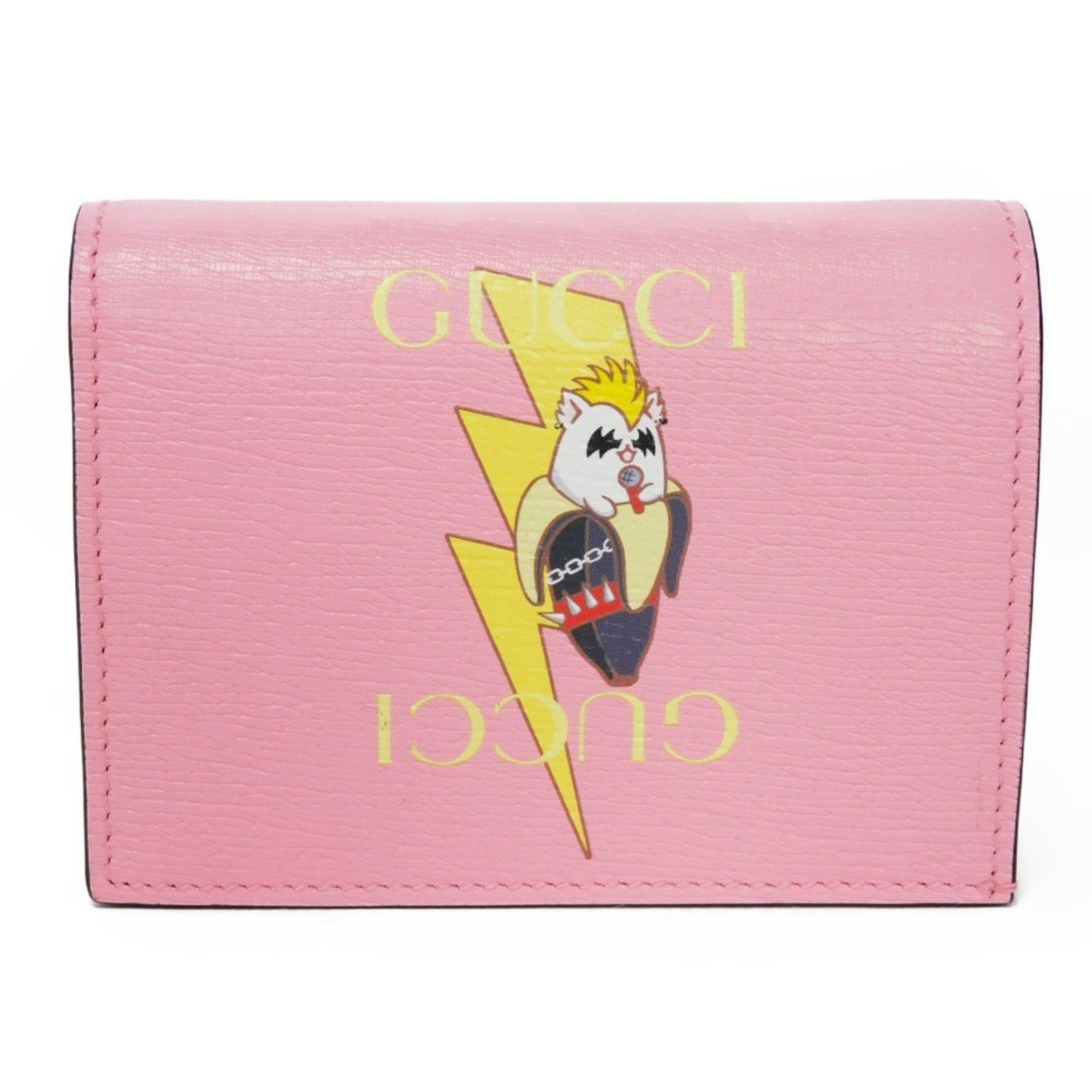 image of Gucci Bifold Wallet Bananya Compact Banana Lightning Bolt Pastel Pink Light 701009 Women's in Light