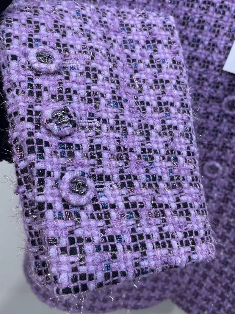 Chanel Chanel 24A high-grade purple glitter soft tweed woven jack Size XS / US 0-2 / IT 36-38 - 3 Thumbnail
