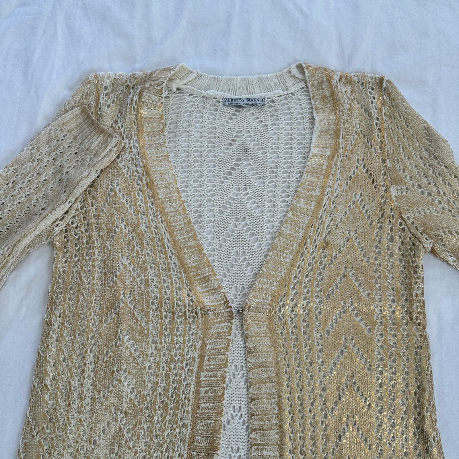 Other Gold Shimmer Women's Sweater Acrylic Cardigan Size 4-6 Size M / US 6-8 / IT 42-44 - 12 Thumbnail