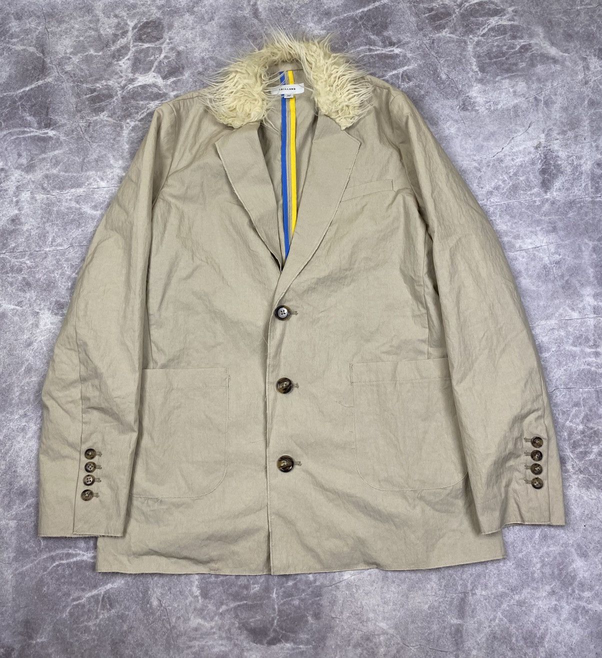 Soulland Soulland Fur Collar Avantgarde Raw Edge Blazer Jacket Size:M Size 44R - 1 Thumbnail