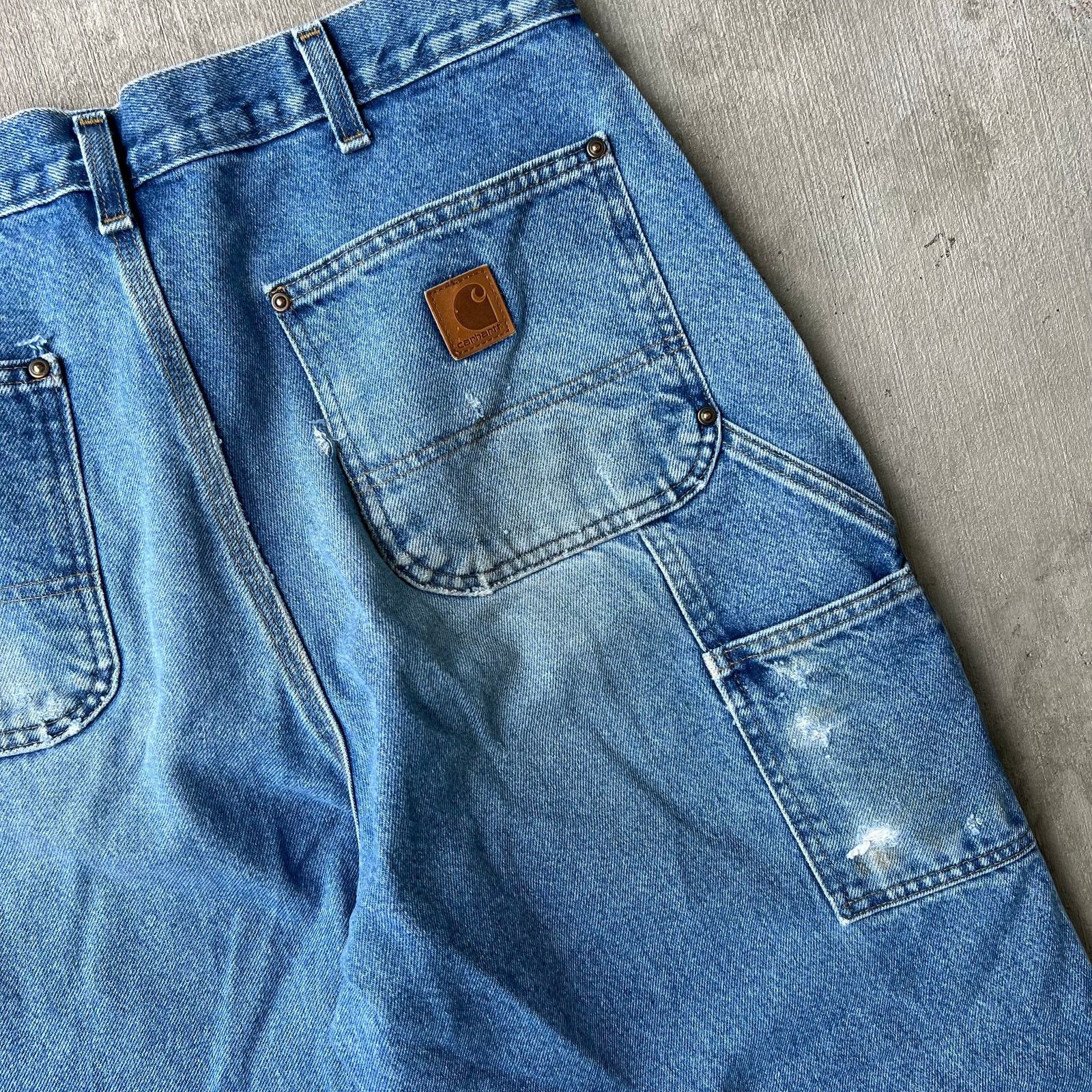 Carhartt × Vintage Carhartt blue denim jeans double knee work carpenter pants Size US 33 - 9 Thumbnail