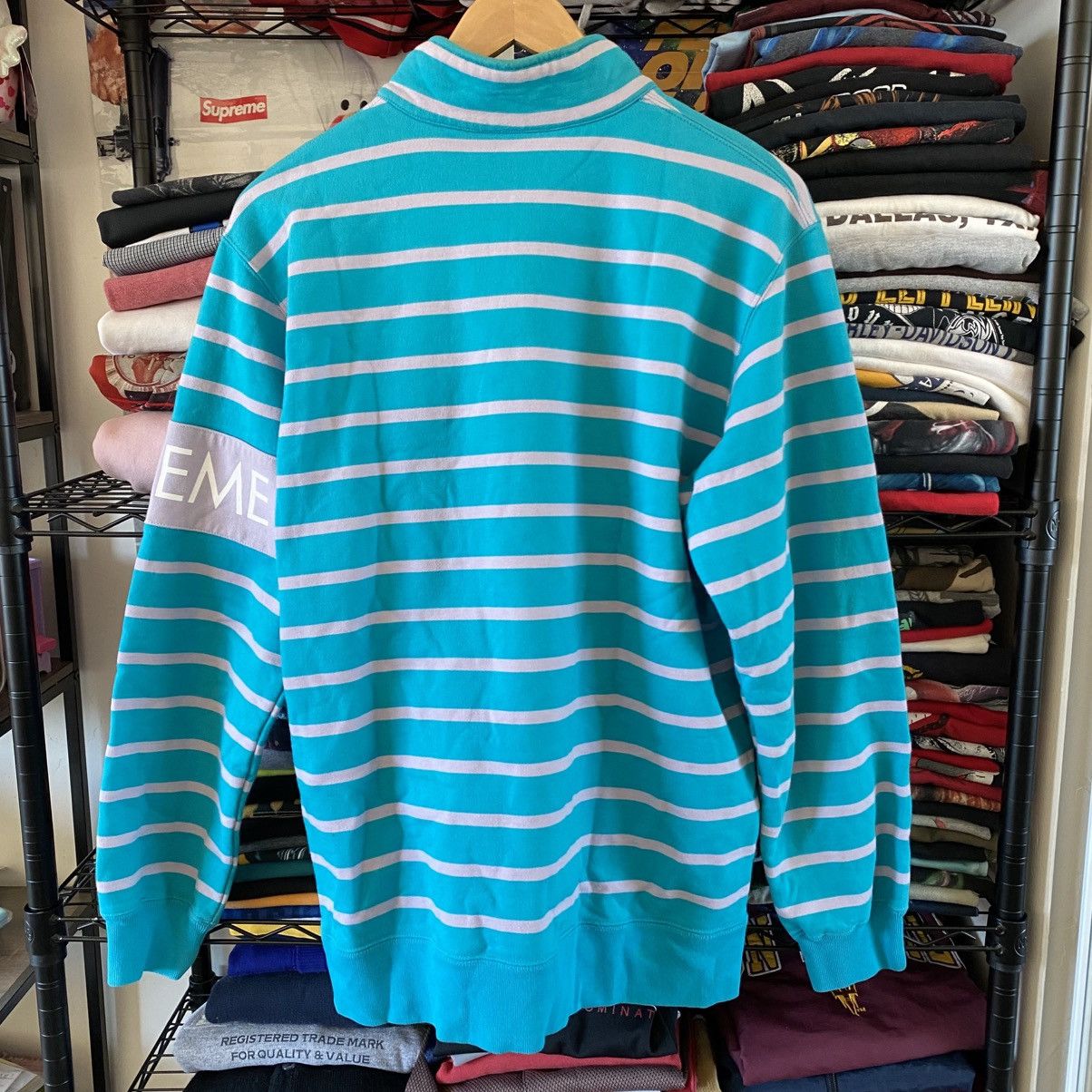 Supreme Supreme Striped Half Zip Sweatshirt Teal Purple 2016 Size US L / EU 52-54 / 3 - 5 Thumbnail
