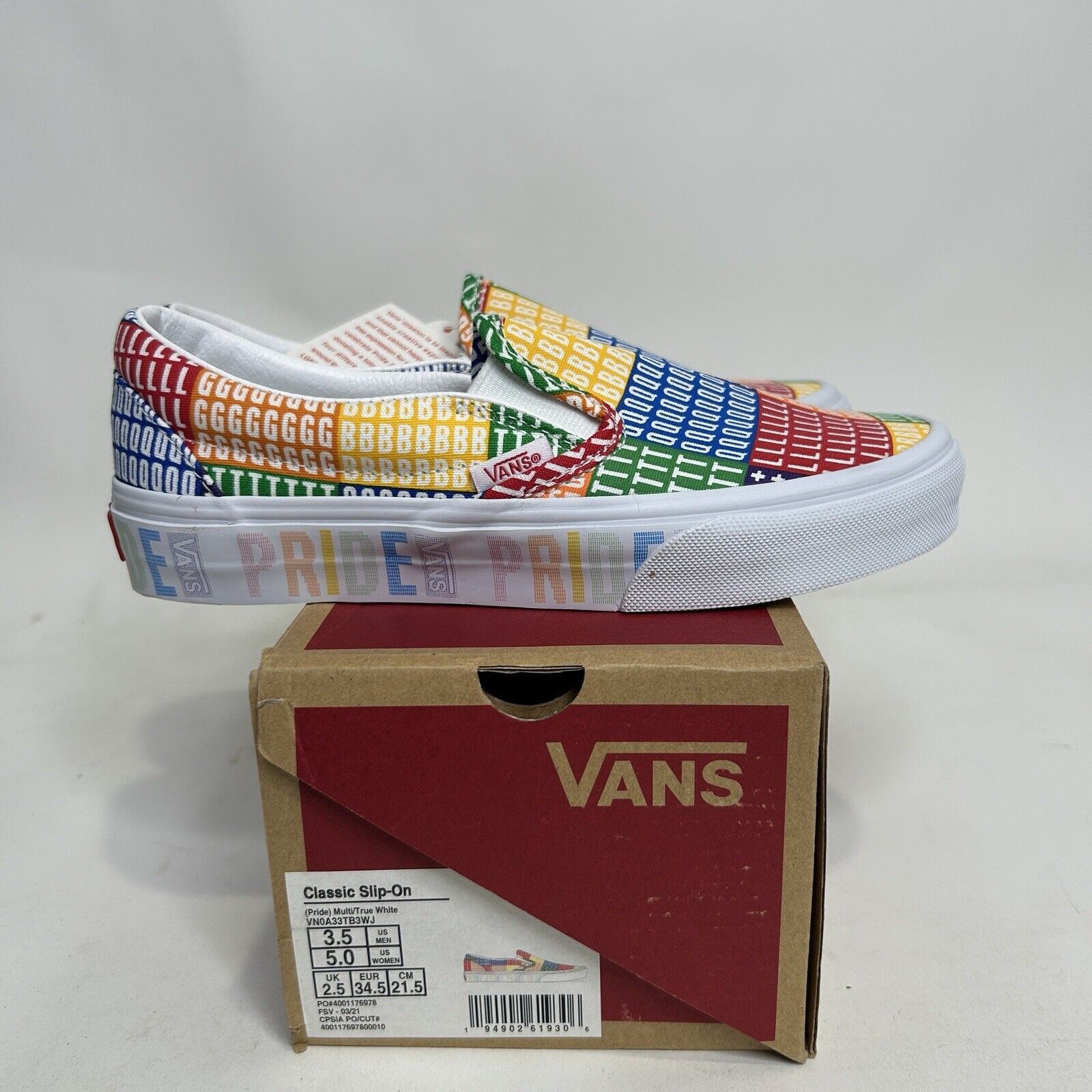 Vans Vans Classic Slip-On “Pride/Multi True White” 2024 Size US 5 / IT 35 - 3 Thumbnail