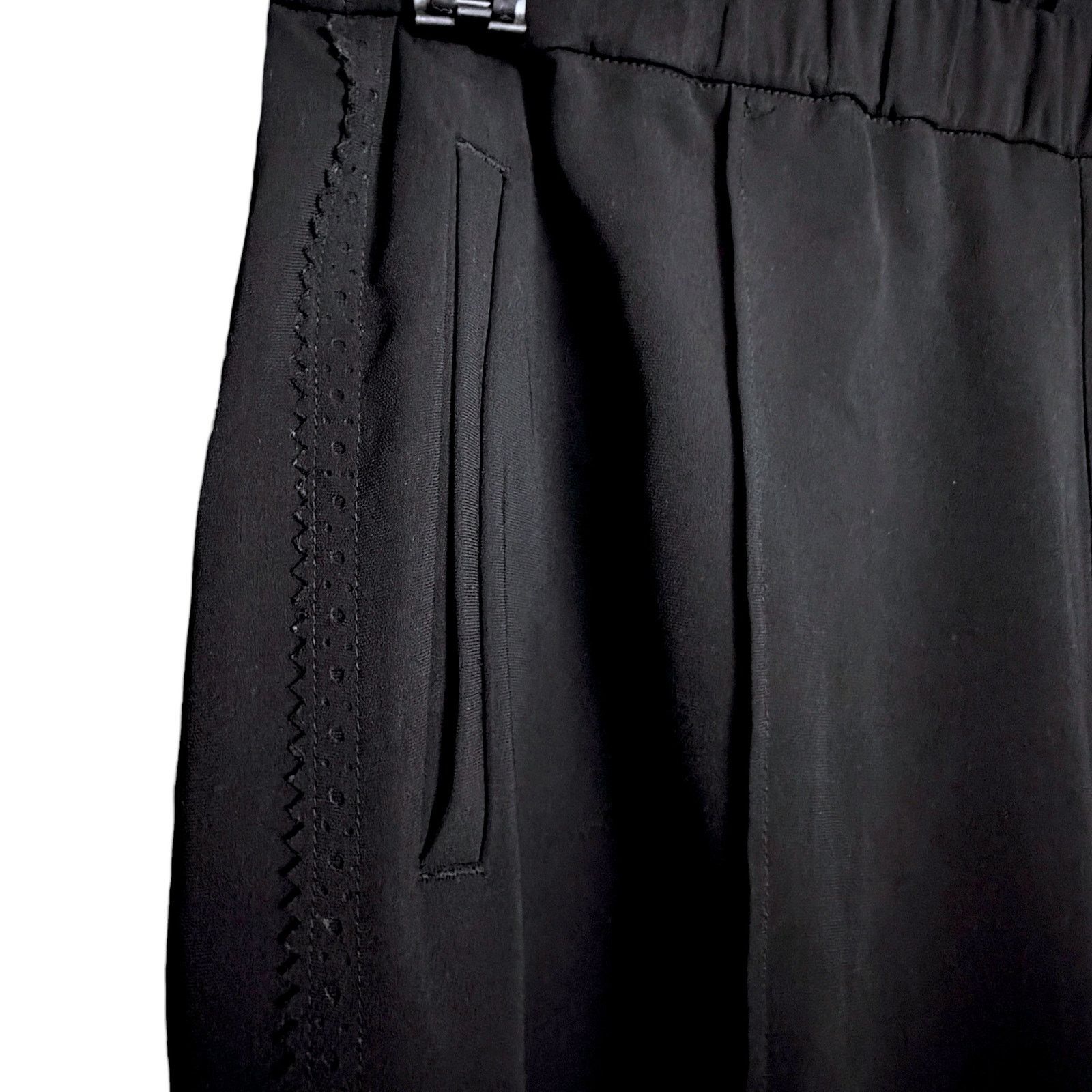 08sircus 08Sircus Japan Black Wide Leg Elastic Pants $300 Retail Size 26" / US 2 / IT 38 - 3 Thumbnail
