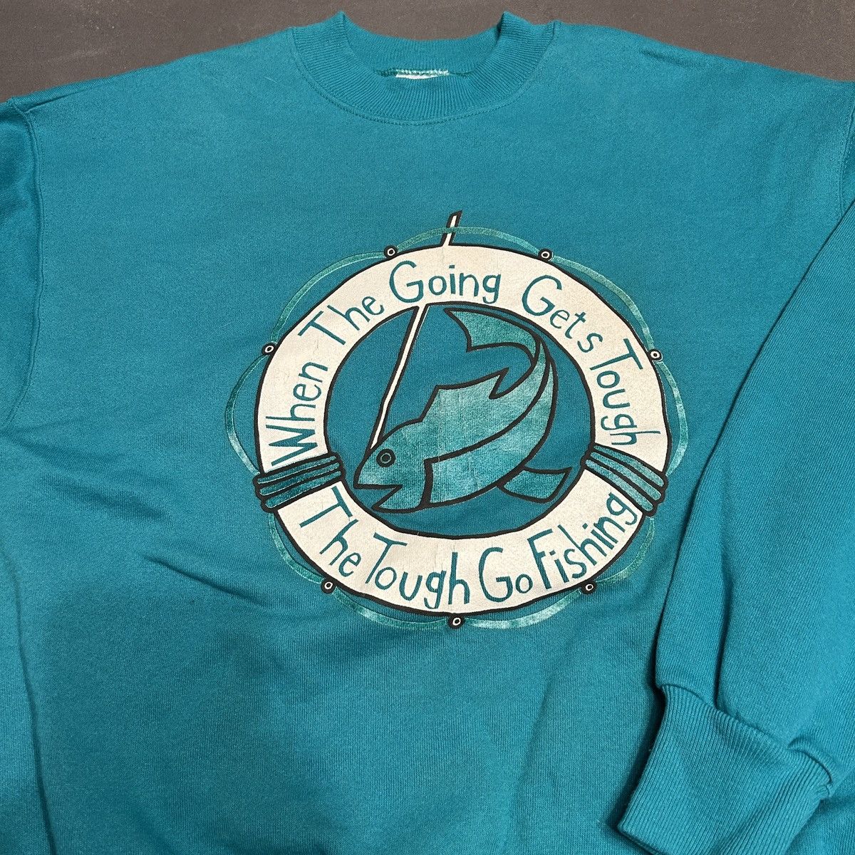 Vintage 80s Hanes Crewneck Fishing sweatshirt Size US XL / EU 56 / 4 - 3 Thumbnail