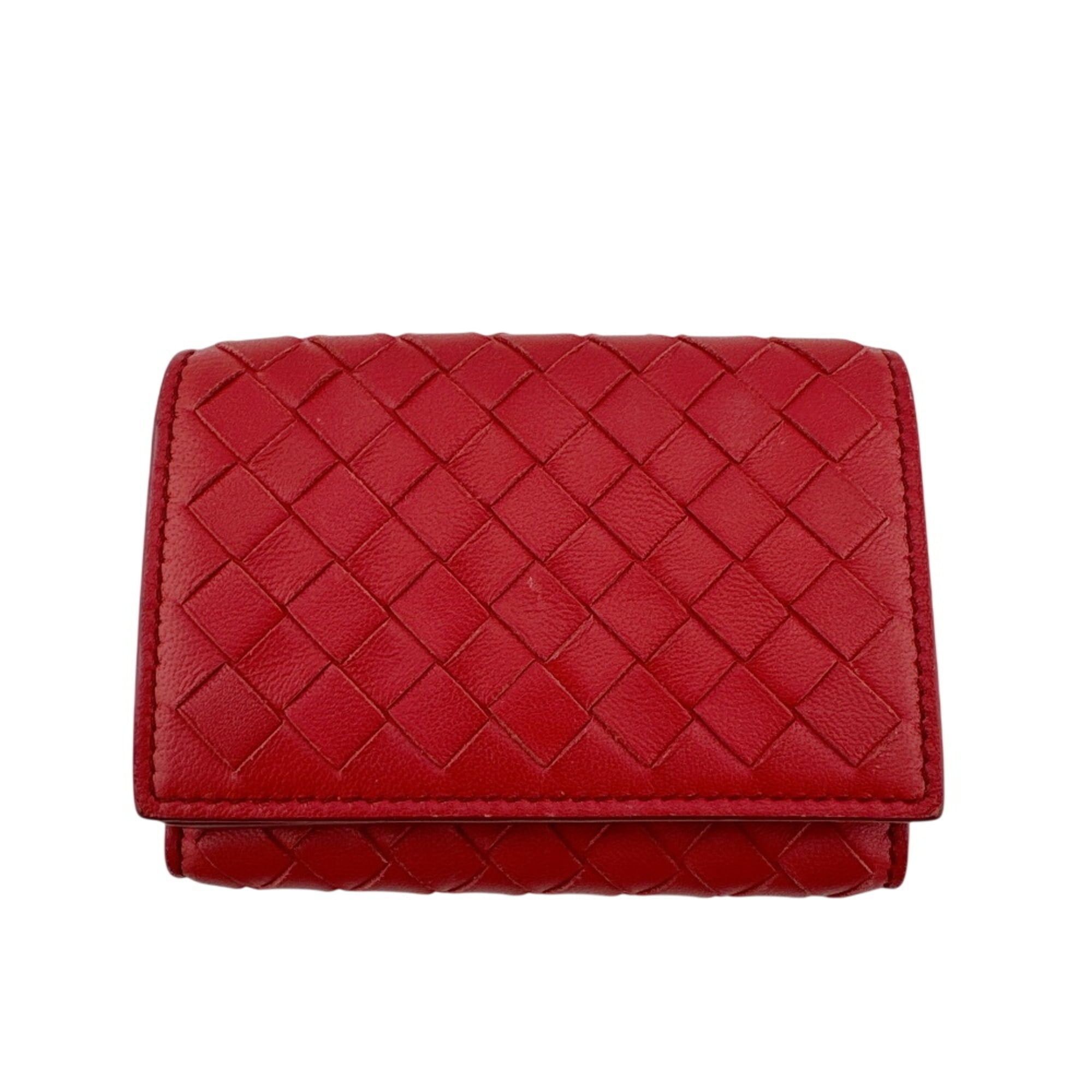 Bottega Veneta Bottega Veneta Intrecciato Compact Wallet Tri-fold Red Size ONE SIZE - 1 Thumbnail