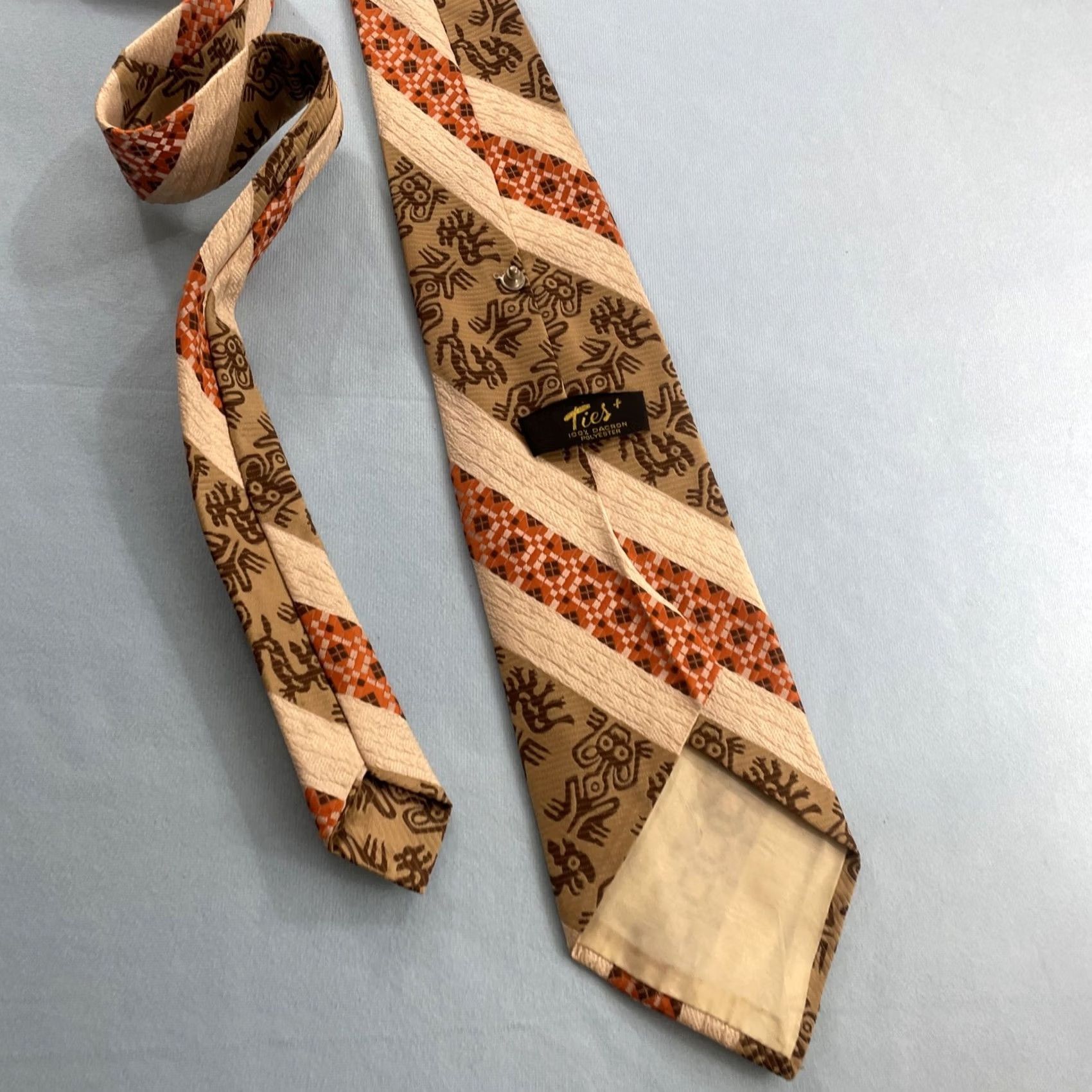 Vintage VINTAGE Necktie Ties+ Dacron ExtraWide Kipper 4.5" Tribe Brown Orange TieTac Men Tie Size ONE SIZE - 5 Thumbnail